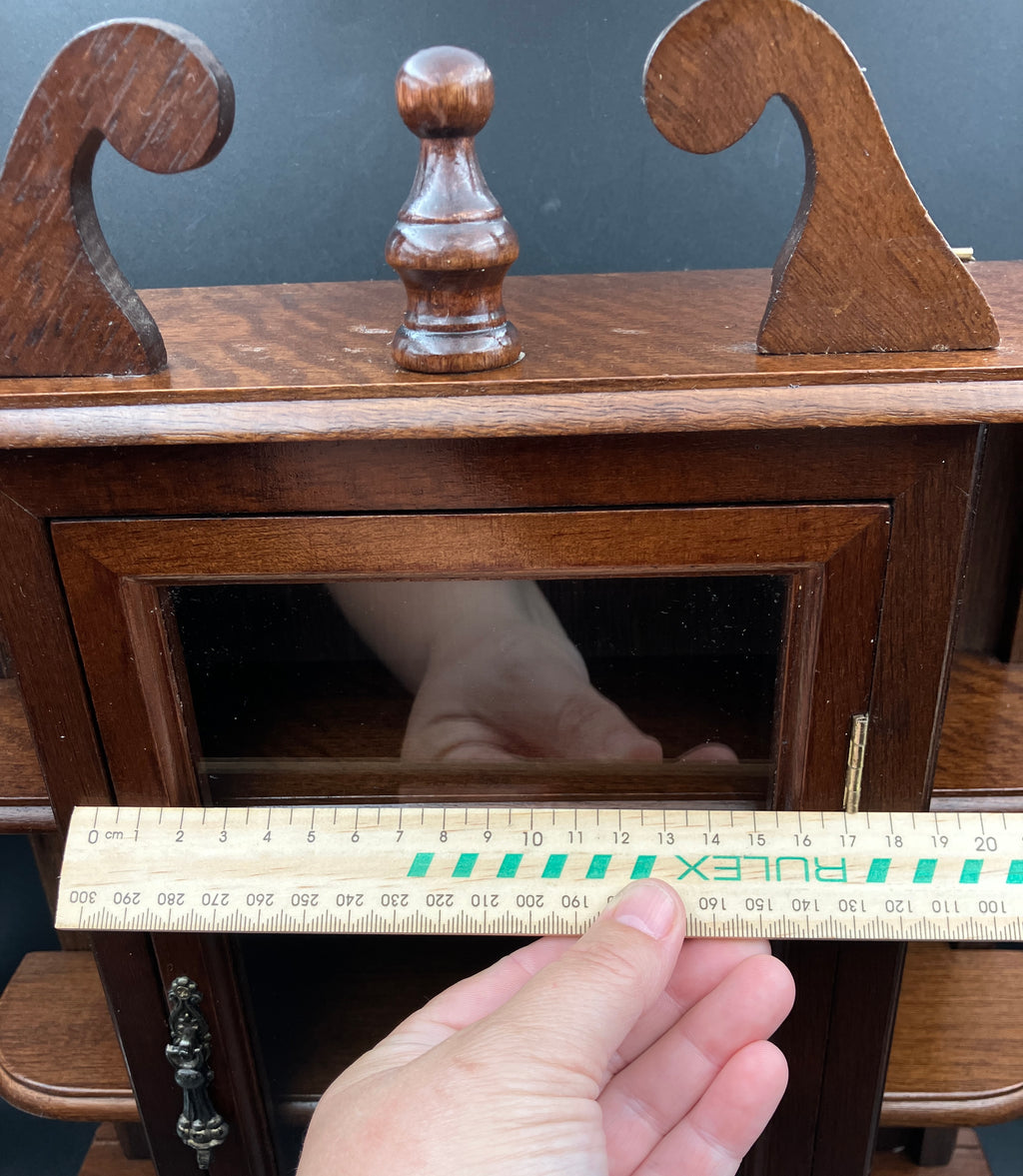 Vintage Wooden Curio Cabinet W/ Glass Door Shelf 43cm H, 36cm L, 12cm W