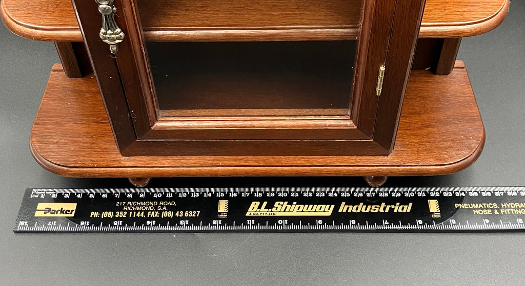 Vintage Wooden Curio Cabinet W/ Glass Door Shelf 43cm H, 36cm L, 12cm W