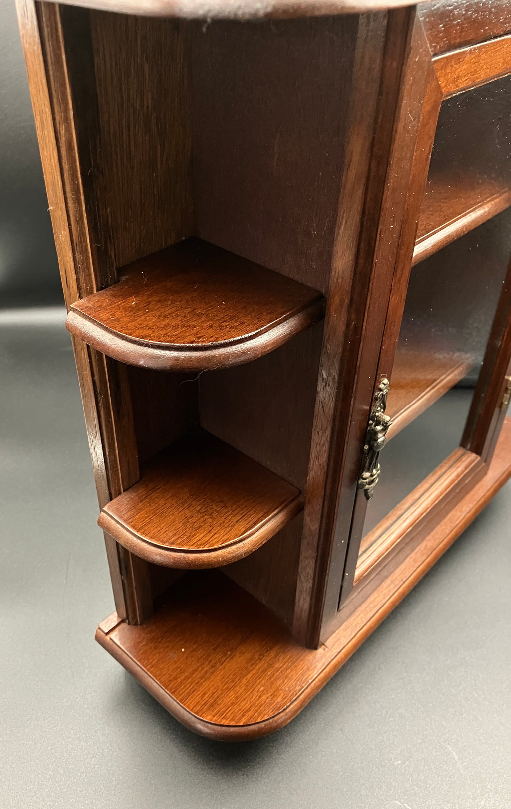 Vintage Wooden Curio Cabinet W/ Glass Door Shelf 43cm H, 36cm L, 12cm W