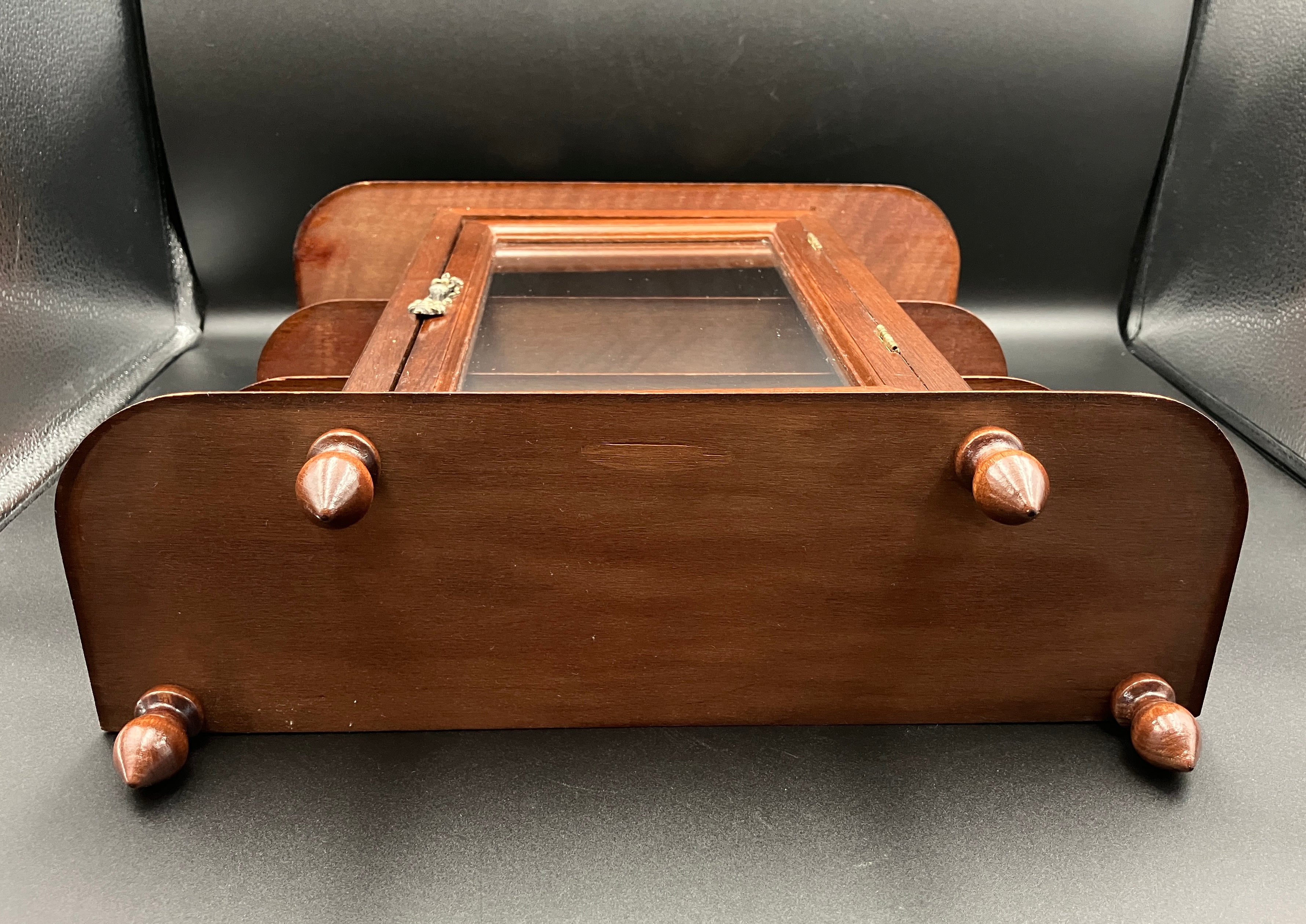 Vintage Wooden Curio Cabinet W/ Glass Door Shelf 43cm H, 36cm L, 12cm W