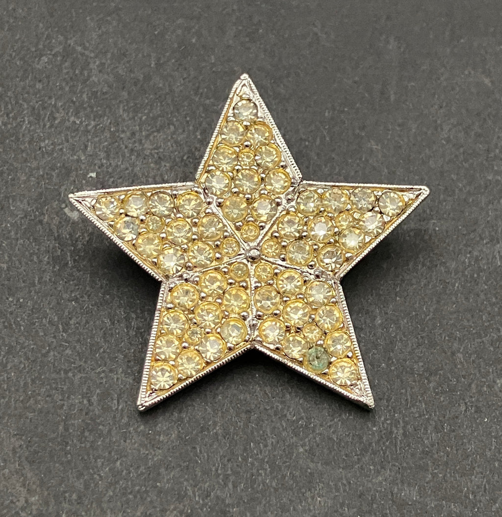 Vintage BARCS Star Brooch Swarovski Crystal 22ct Gold Plated Model F164