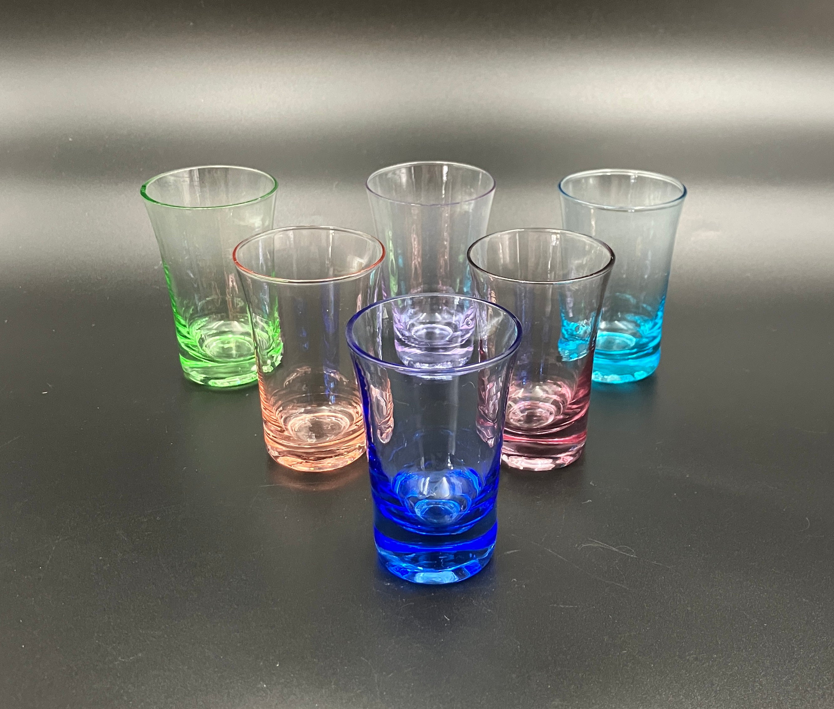 Vintage Harlequin Shot Glasses Set Of 6 ShotGlasses 6.5cm Tall