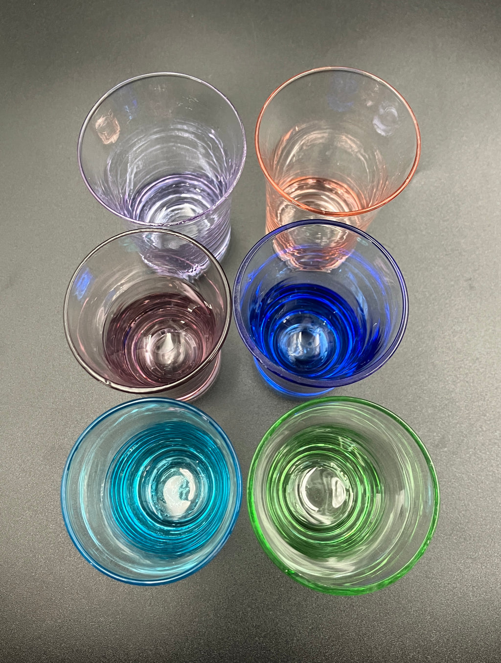 Vintage Harlequin Shot Glasses Set Of 6 ShotGlasses 6.5cm Tall