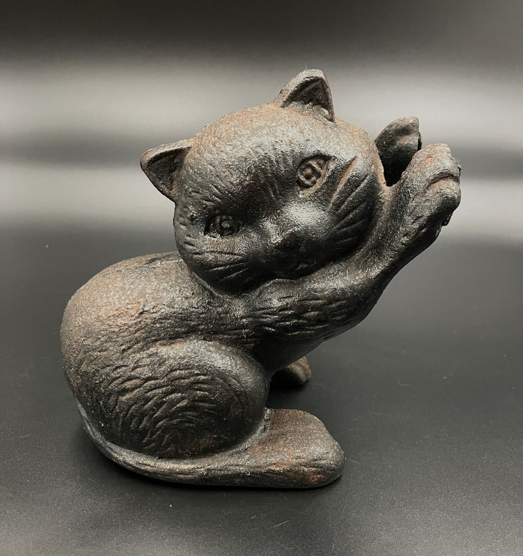 Vintage Black Cat Cast Iron Doorstop Or Bookend