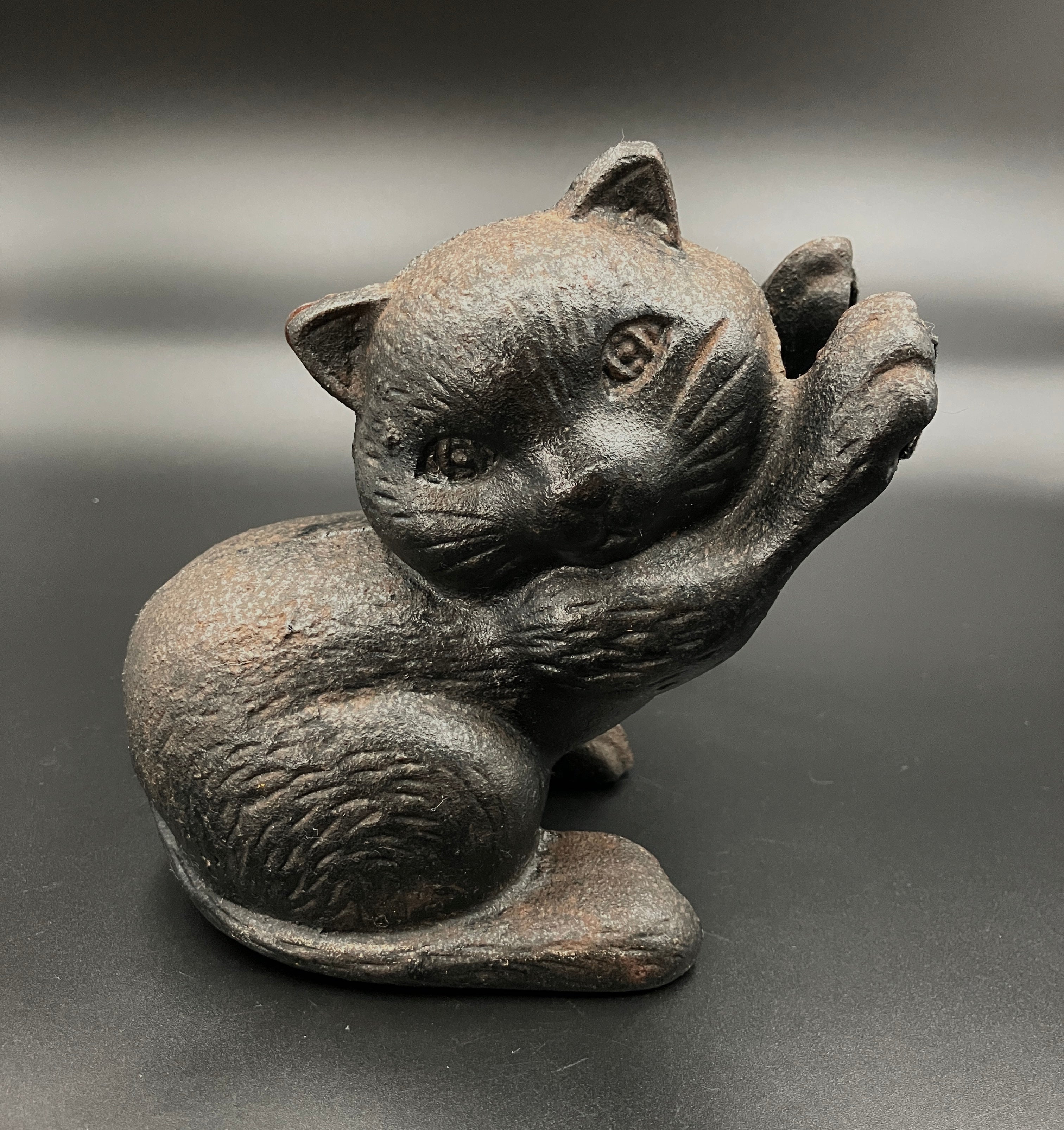 Vintage Black Cat Cast Iron Doorstop Or Bookend