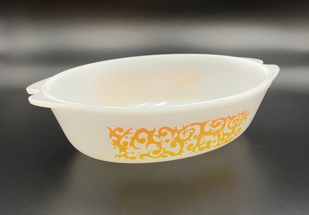 Vintage Pyrex Bramble Scroll Orange Oval Casserole CO-300