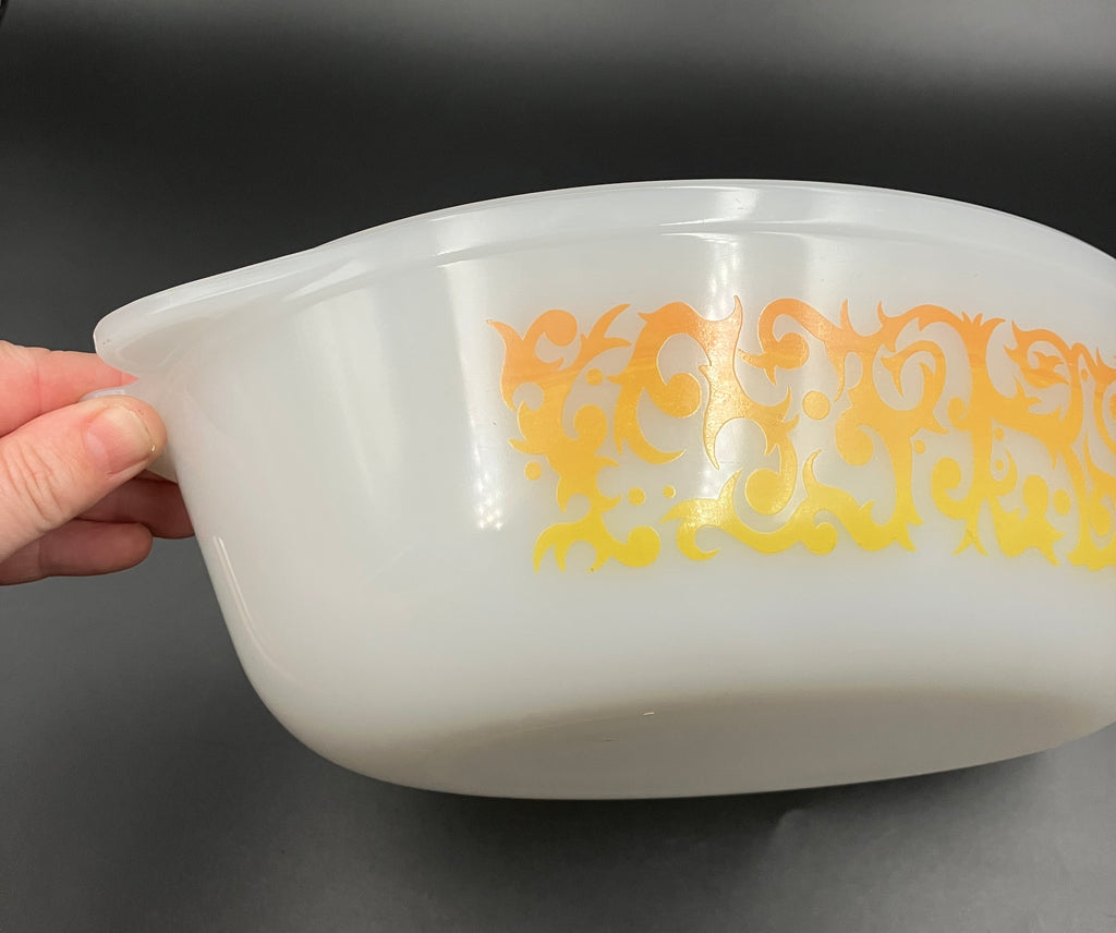 Vintage Pyrex Bramble Scroll Orange Oval Casserole CO-300