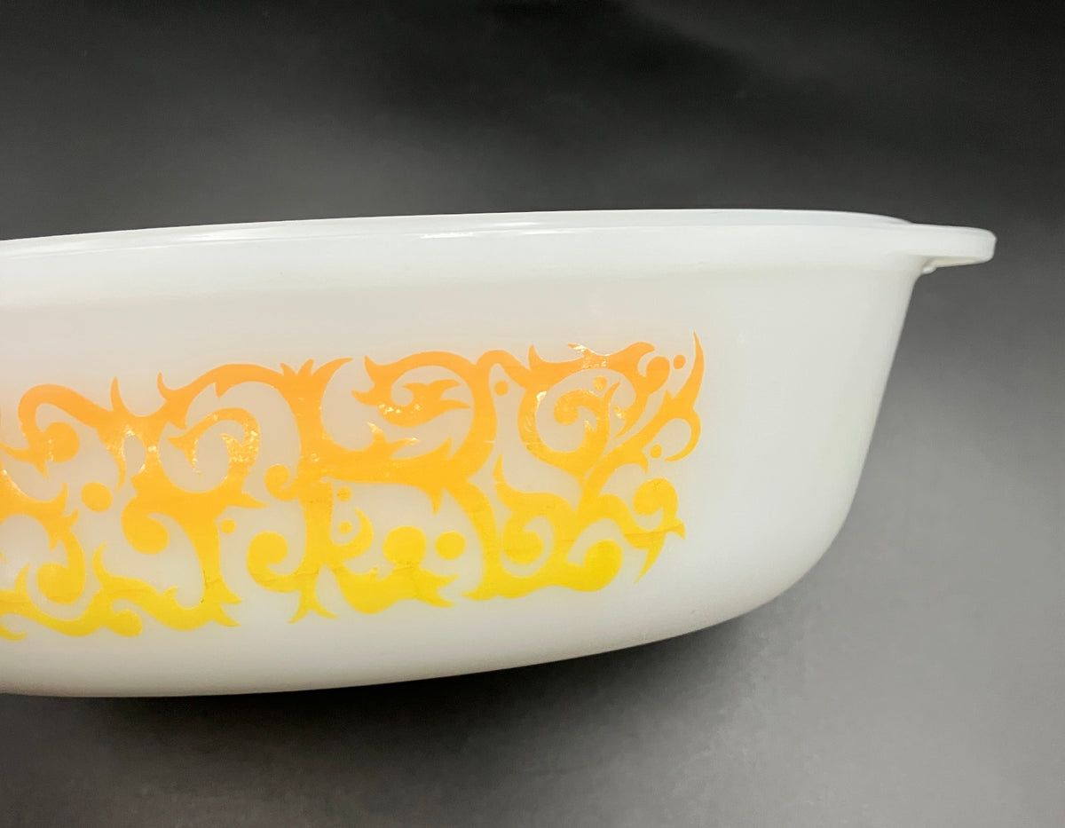 Vintage Pyrex Bramble Scroll Orange Oval Casserole CO-300