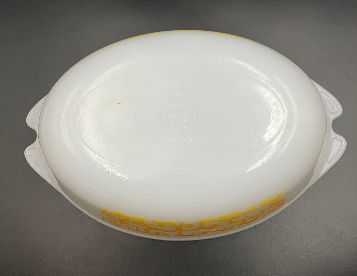 Vintage Pyrex Bramble Scroll Orange Oval Casserole CO-300