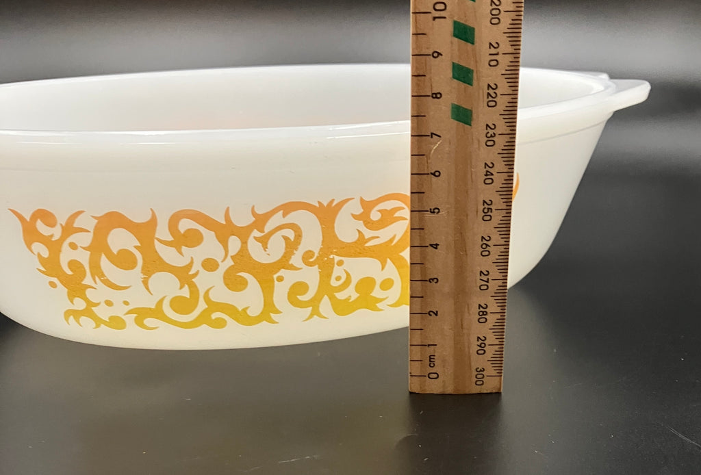 Vintage Pyrex Bramble Scroll Orange Oval Casserole CO-300