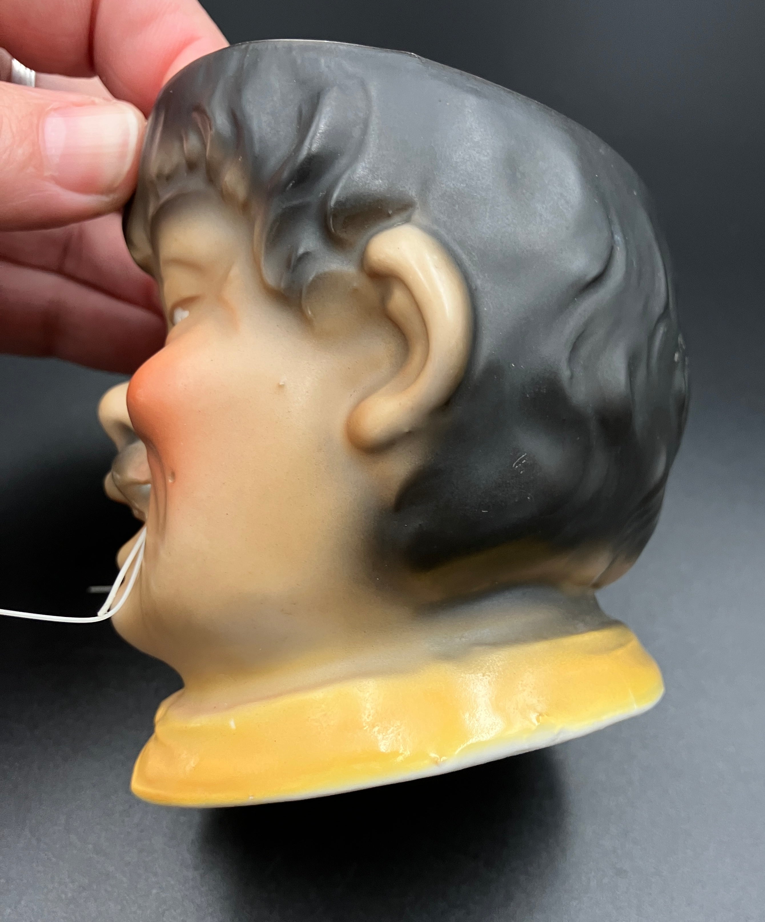 Share Antique Tobacco Jar - Chinaman With Hat Cigar Humidor Storage Porcelain - Rare