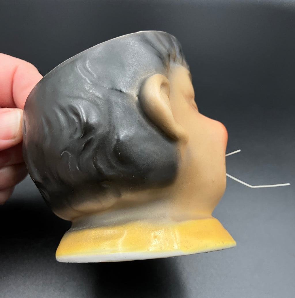 Share Antique Tobacco Jar - Chinaman With Hat Cigar Humidor Storage Porcelain - Rare