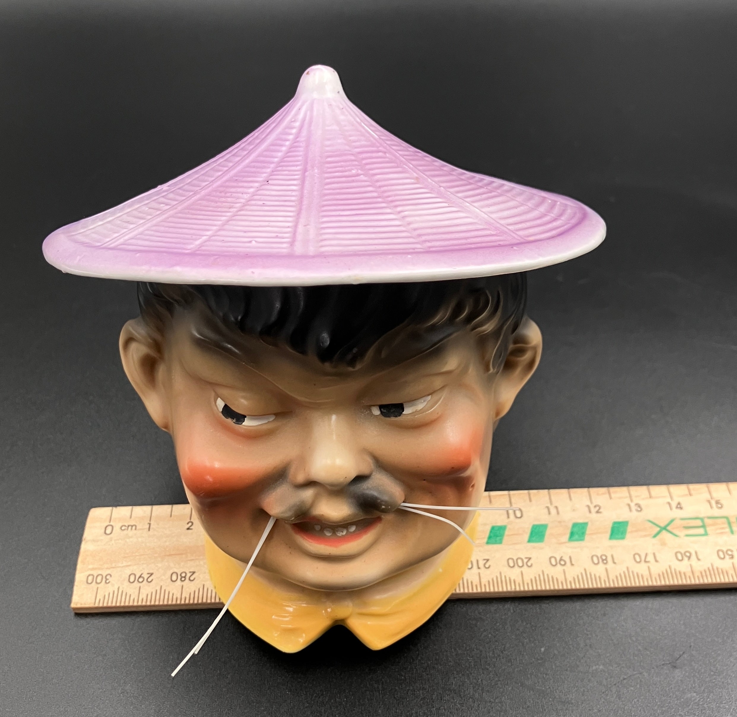 Share Antique Tobacco Jar - Chinaman With Hat Cigar Humidor Storage Porcelain - Rare