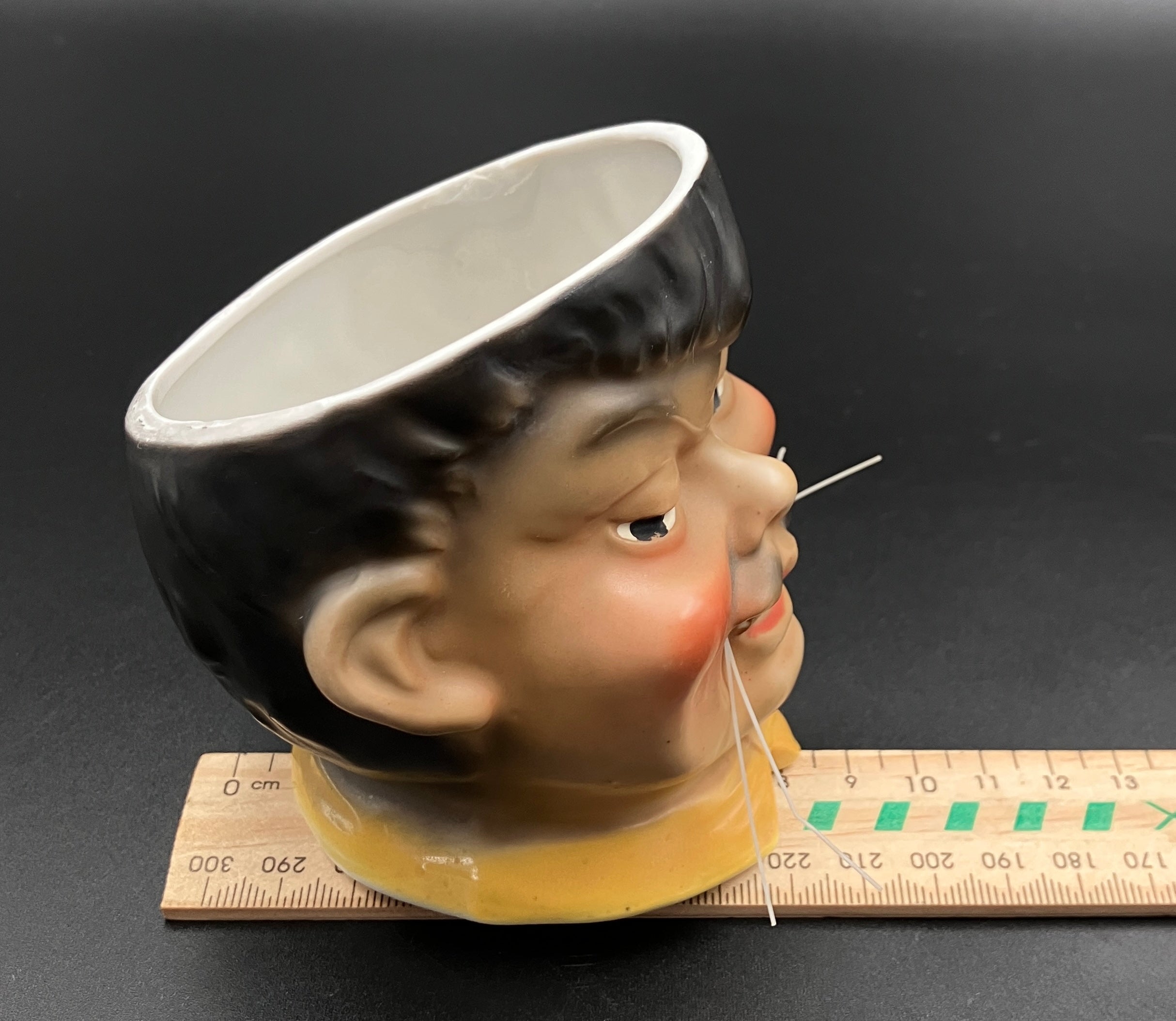 Share Antique Tobacco Jar - Chinaman With Hat Cigar Humidor Storage Porcelain - Rare