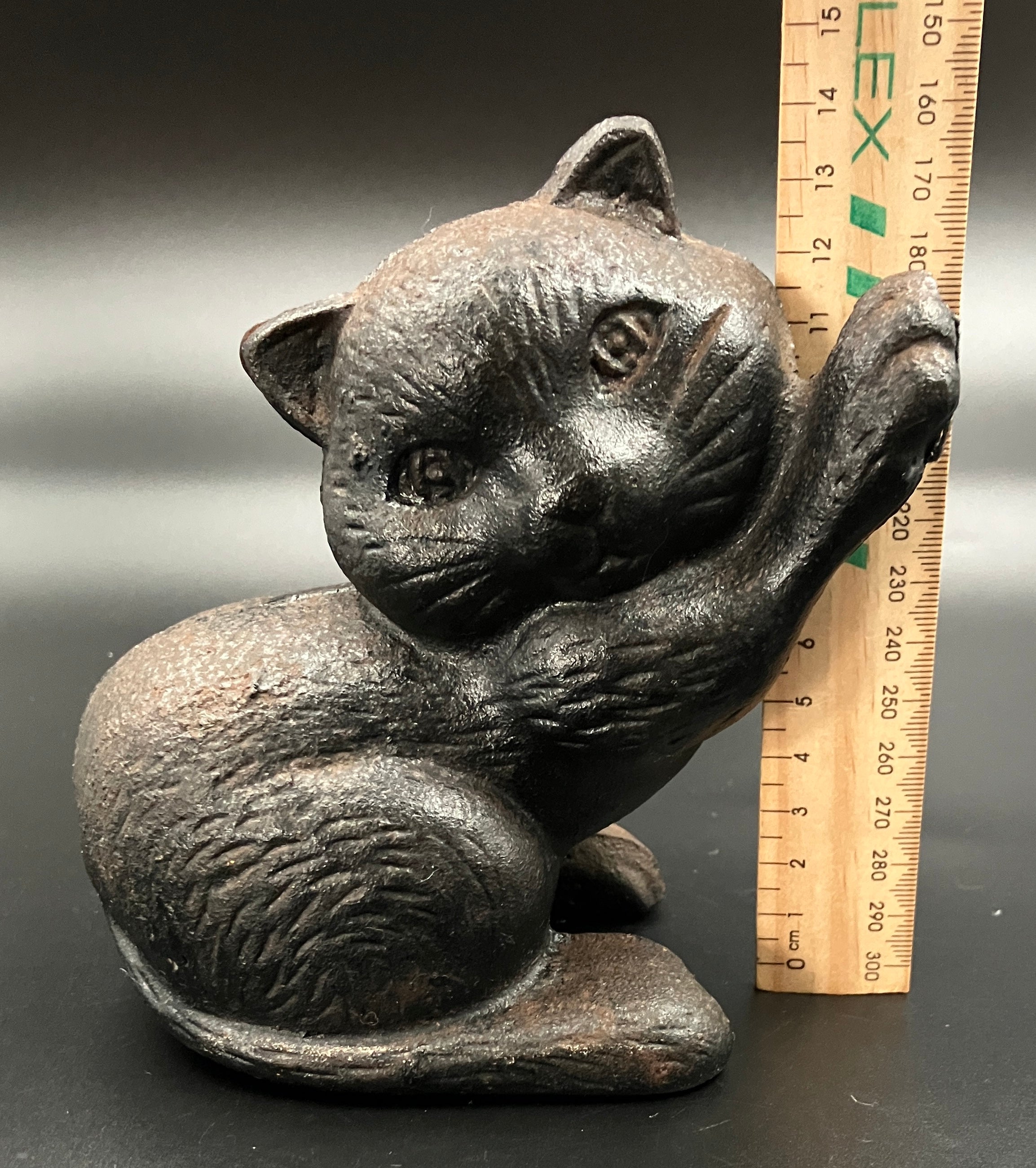 Vintage Black Cat Cast Iron Doorstop Or Bookend