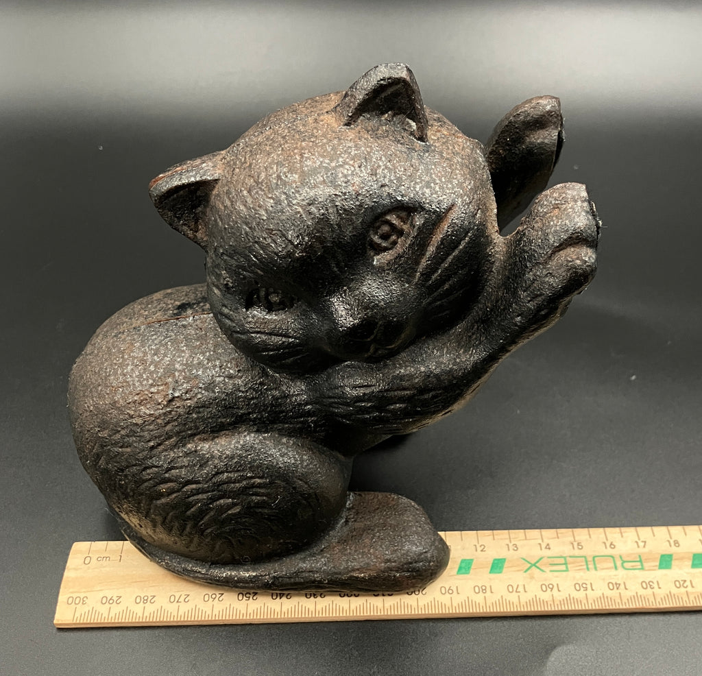 Vintage Black Cat Cast Iron Doorstop Or Bookend