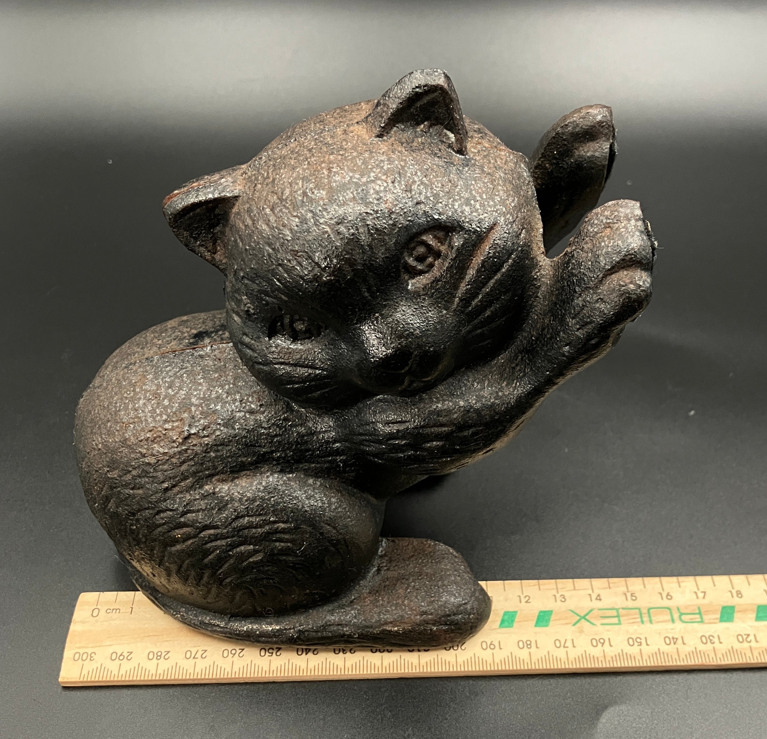 Vintage Black Cat Cast Iron Doorstop Or Bookend