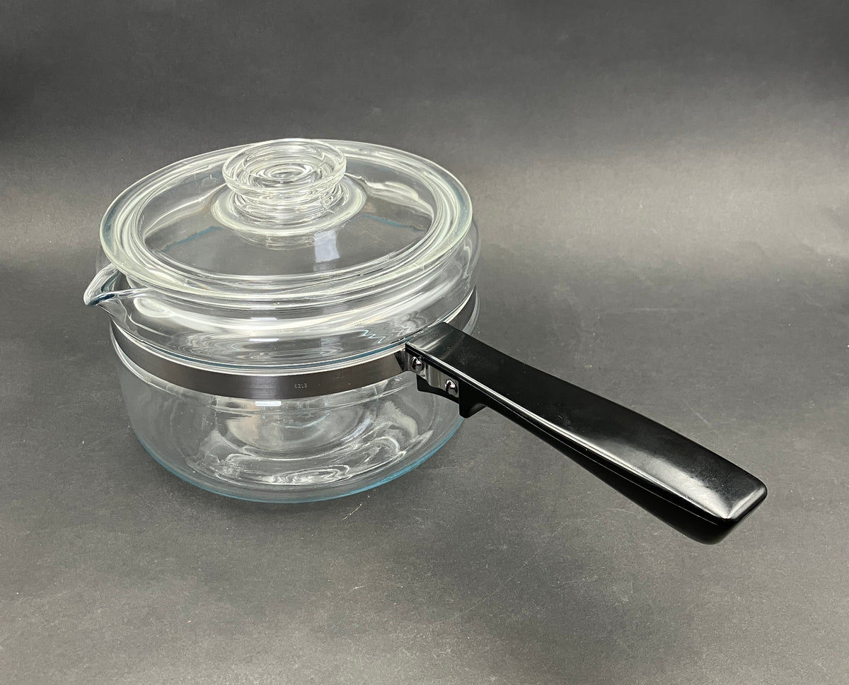 Vintage Pyrex Saucepan 2 Qt 6214-B Clear Glass Stovetop Pot with Lid