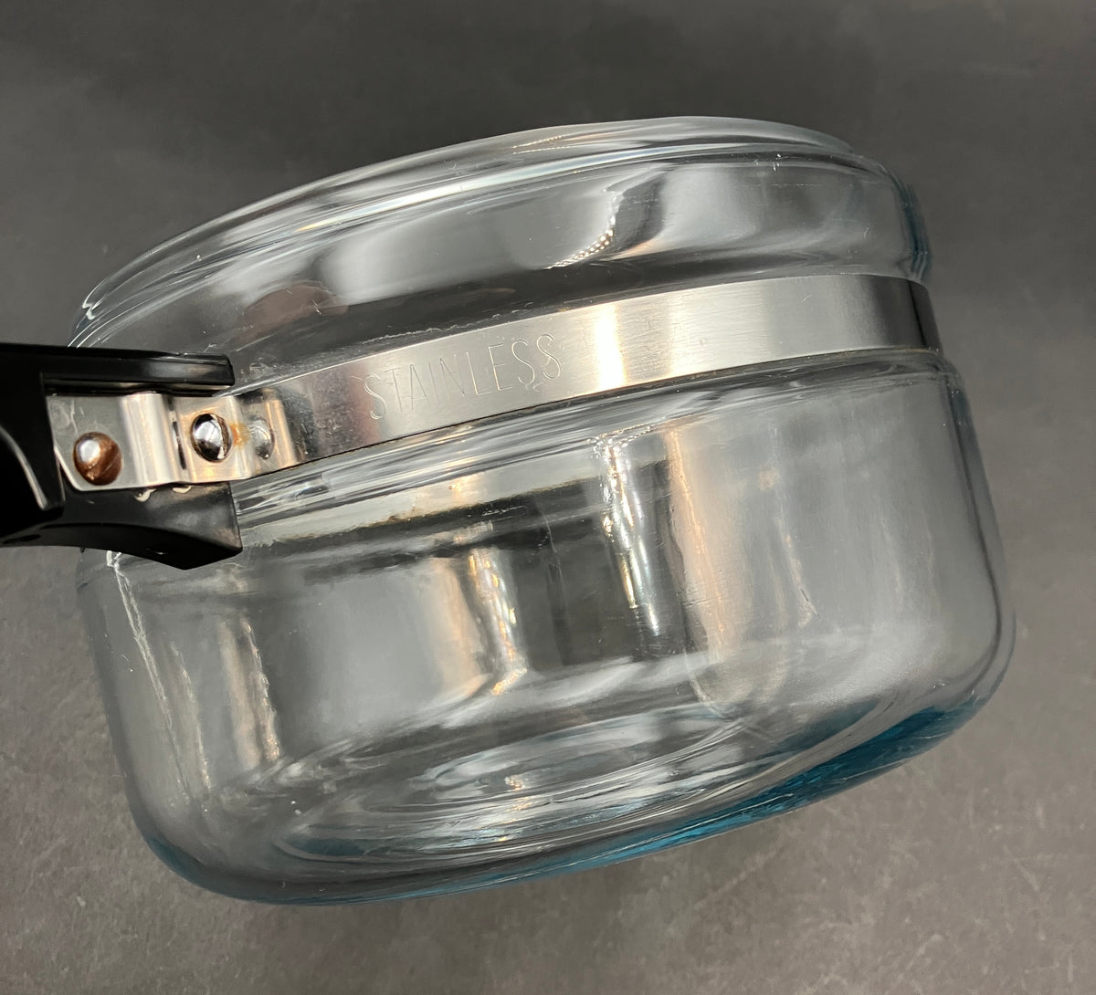 Vintage Pyrex Saucepan 2 Qt 6214-B Clear Glass Stovetop Pot with Lid