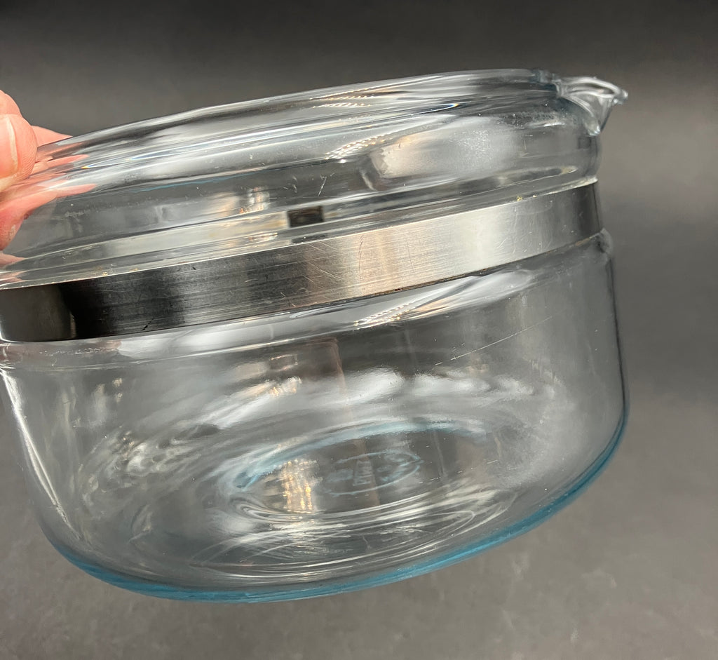 Vintage Pyrex Saucepan 2 Qt 6214-B Clear Glass Stovetop Pot with Lid