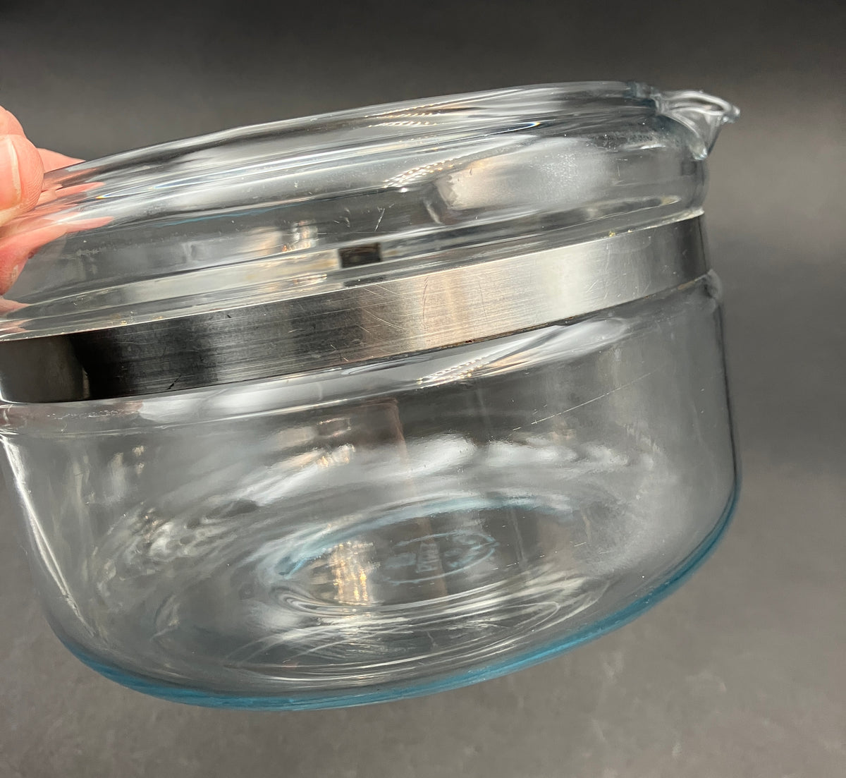 Vintage Pyrex Saucepan 2 Qt 6214-B Clear Glass Stovetop Pot with Lid