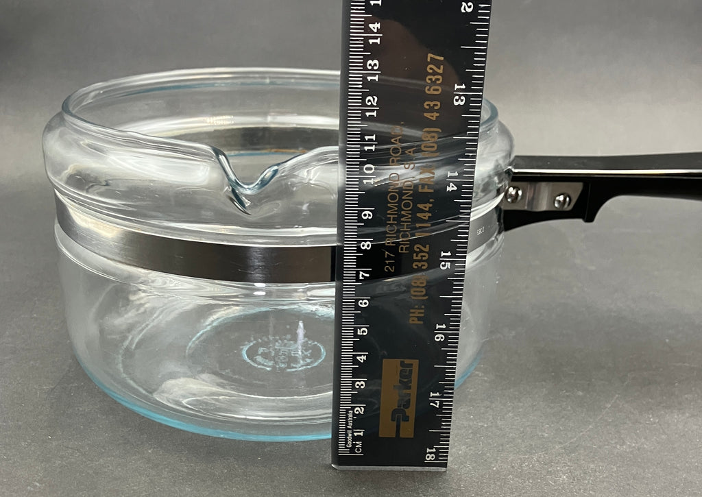 Vintage Pyrex Saucepan 2 Qt 6214-B Clear Glass Stovetop Pot with Lid