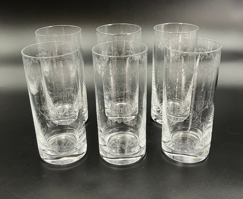 Vintage Hendrick’s Gin Glasses Highball Etched HSet Of 6 New Old Stock RARE