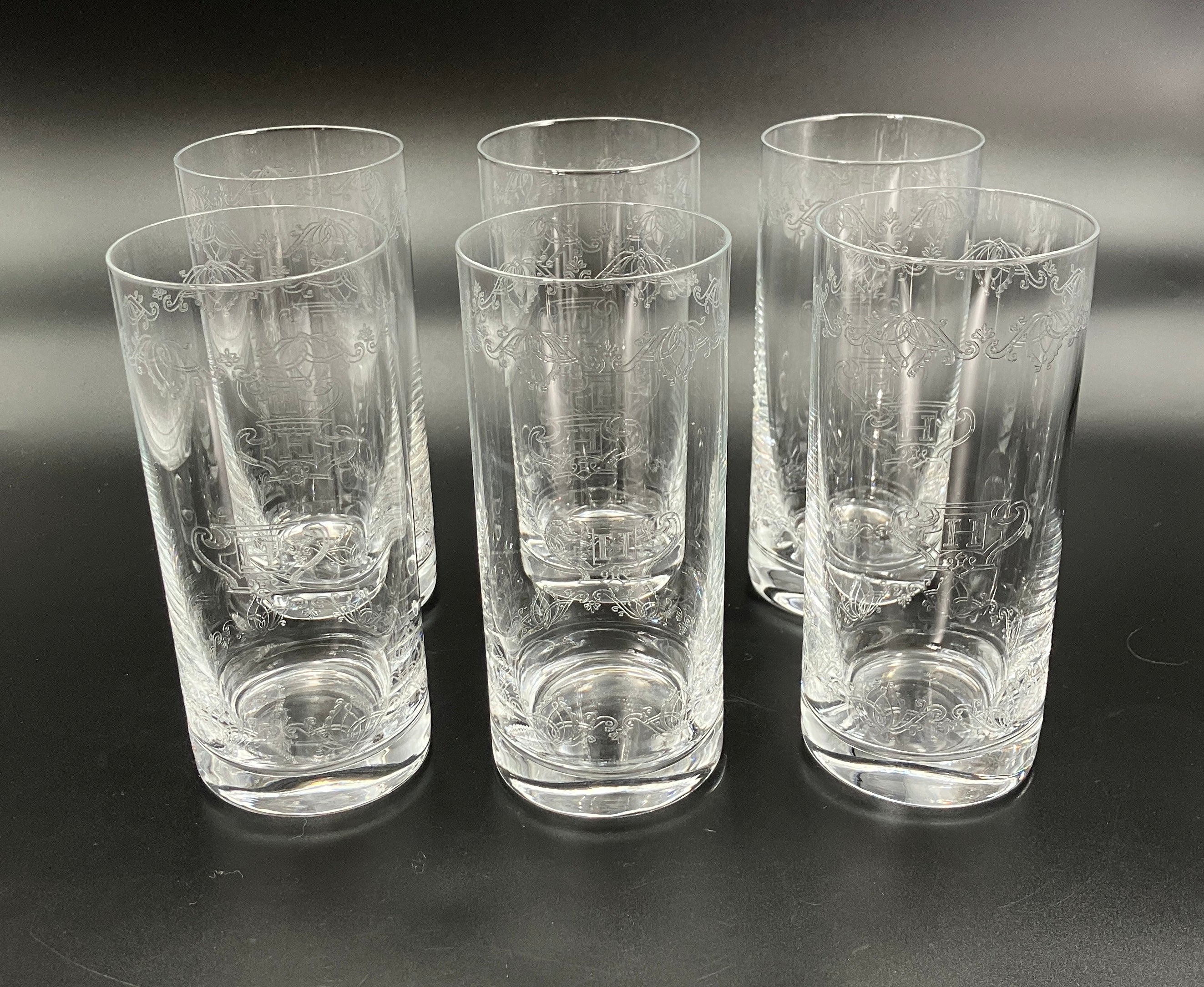Vintage Hendrick’s Gin Glasses Highball Etched HSet Of 6 New Old Stock RARE