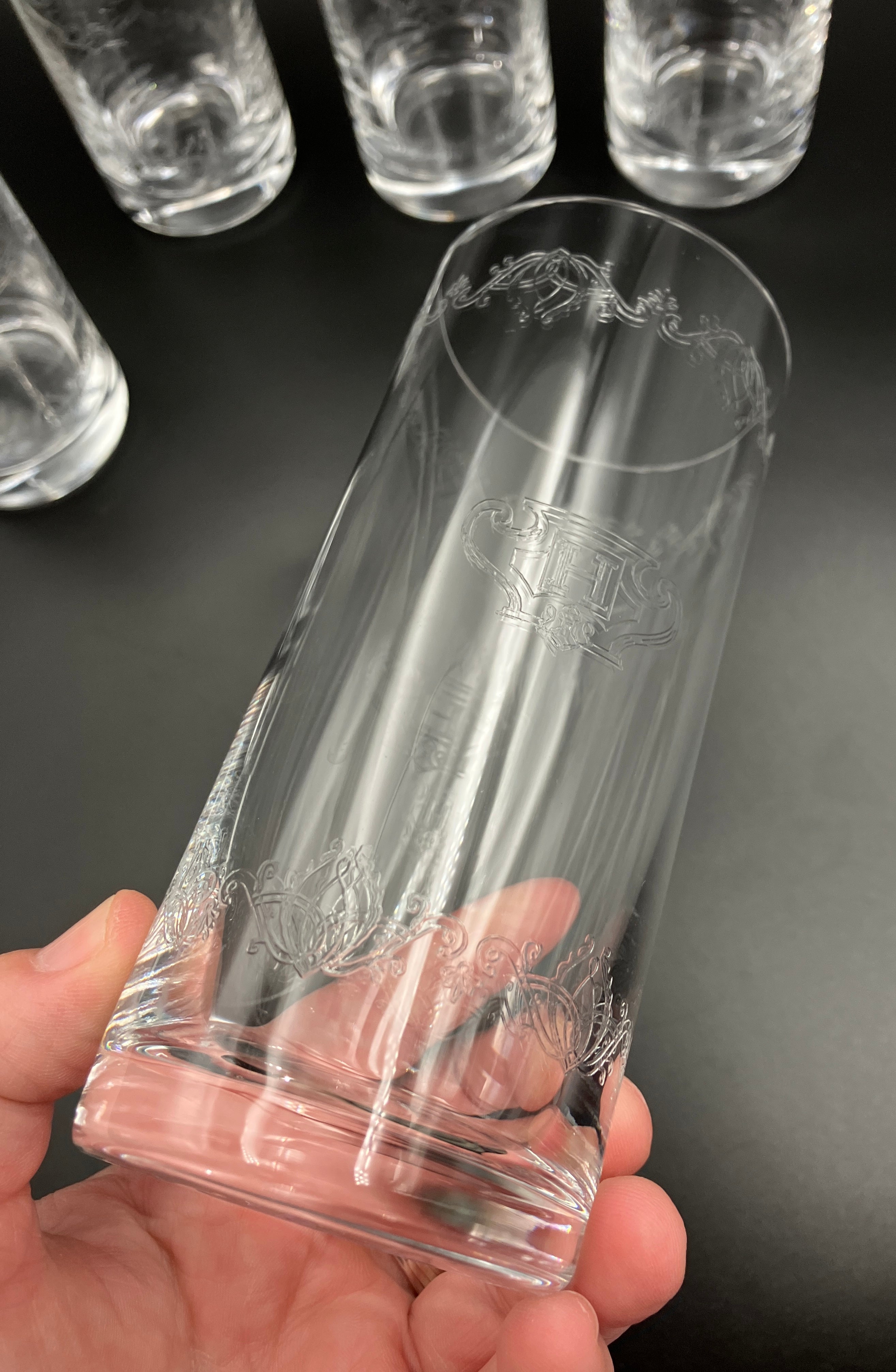 Vintage Hendrick’s Gin Glasses Highball Etched HSet Of 6 New Old Stock RARE