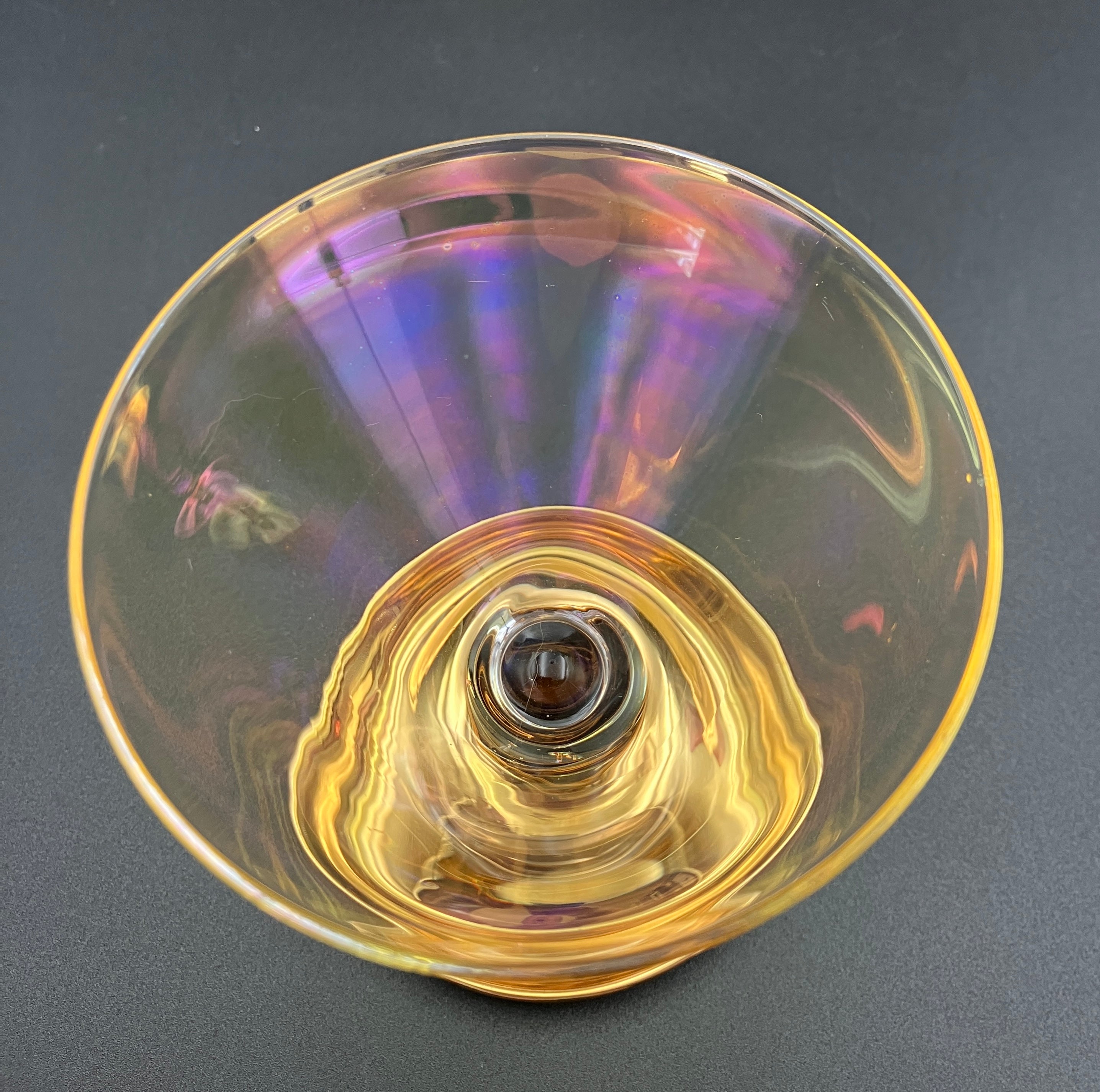 Vintage Harlequin Gold Stem Shrimp Cocktail / Champagne Coupes X5