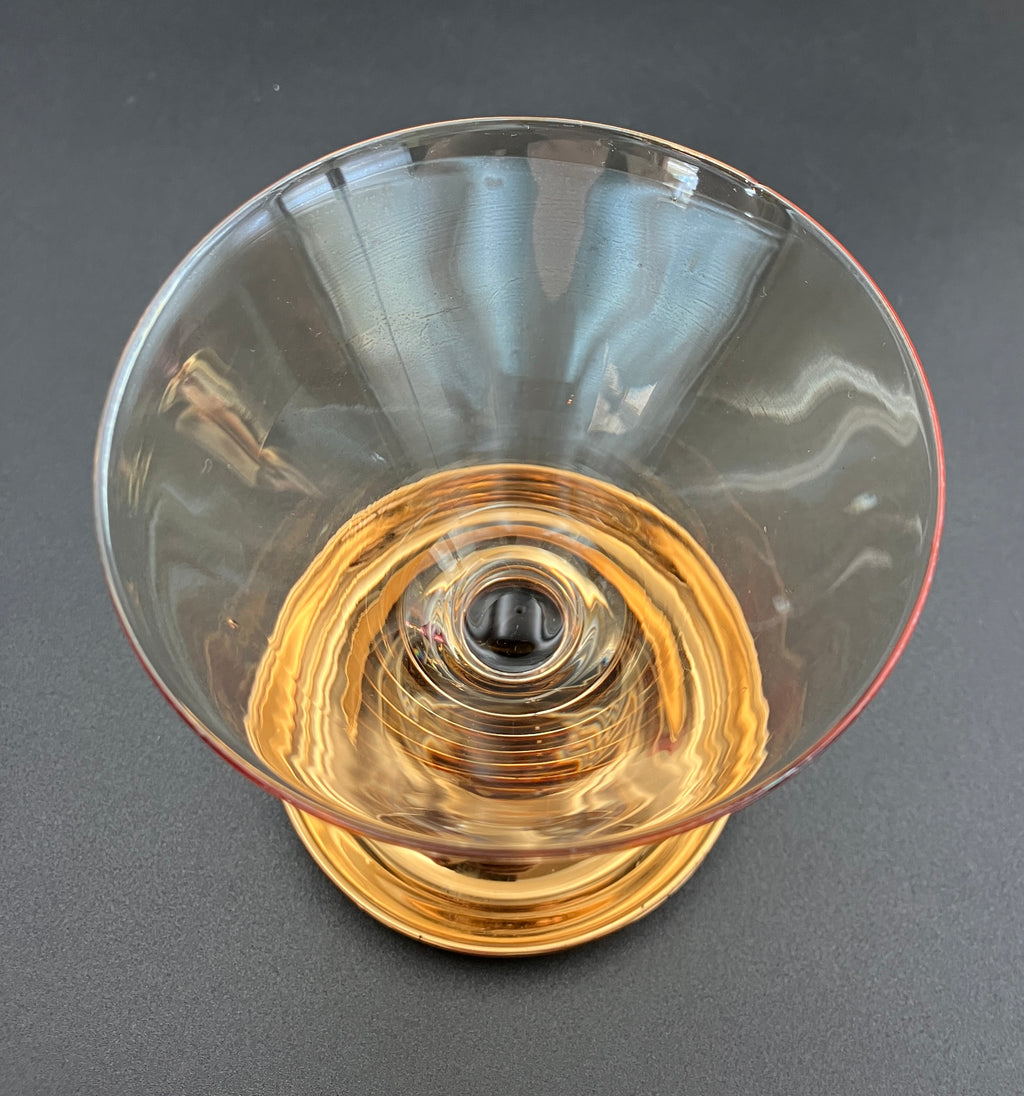 Vintage Harlequin Gold Stem Shrimp Cocktail / Champagne Coupes X5