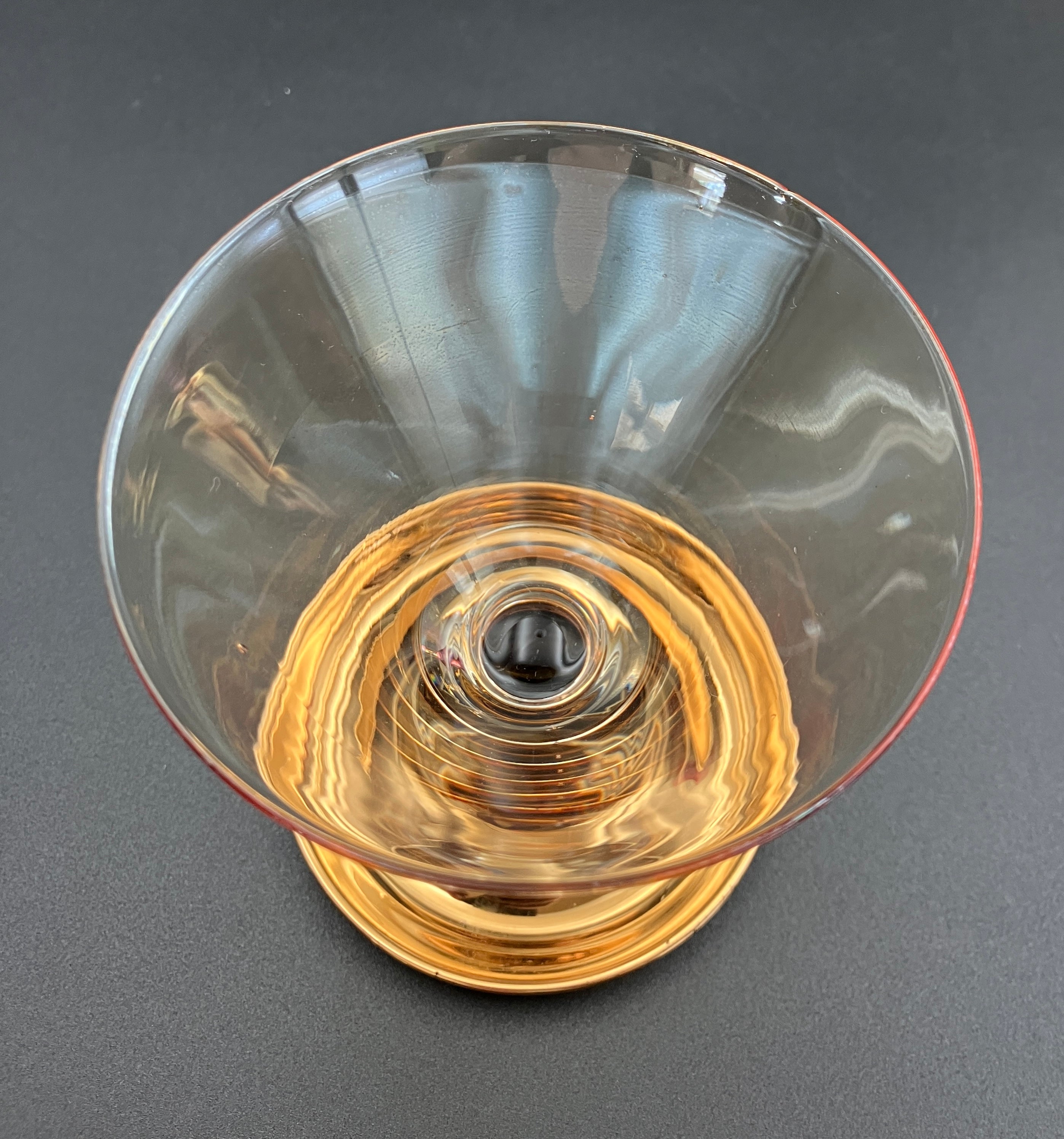 Vintage Harlequin Gold Stem Shrimp Cocktail / Champagne Coupes X5