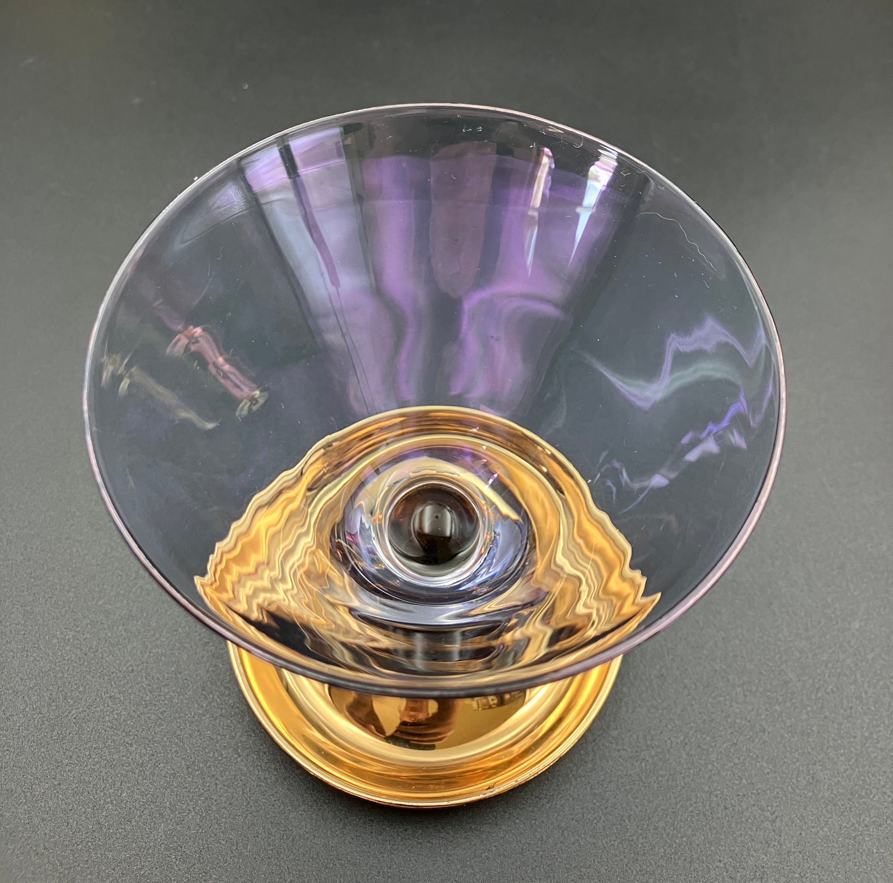 Vintage Harlequin Gold Stem Shrimp Cocktail / Champagne Coupes X5