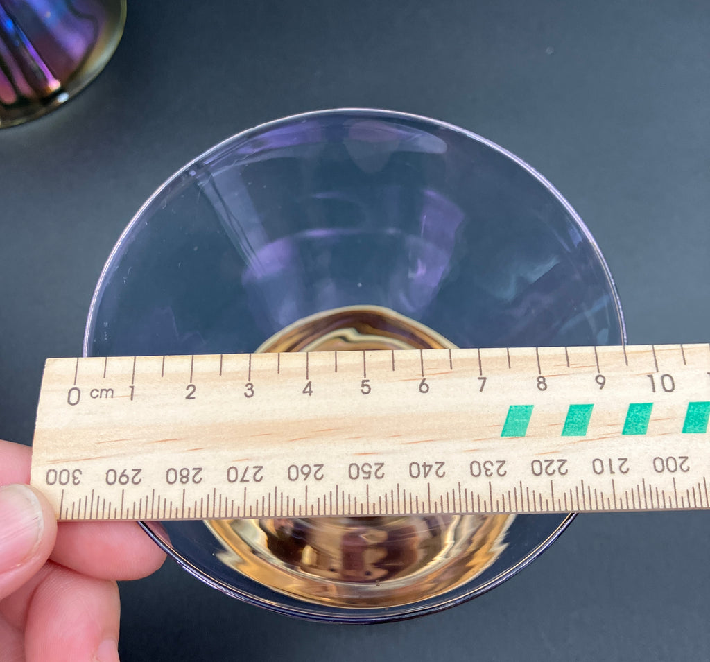 Vintage Harlequin Gold Stem Shrimp Cocktail / Champagne Coupes X5