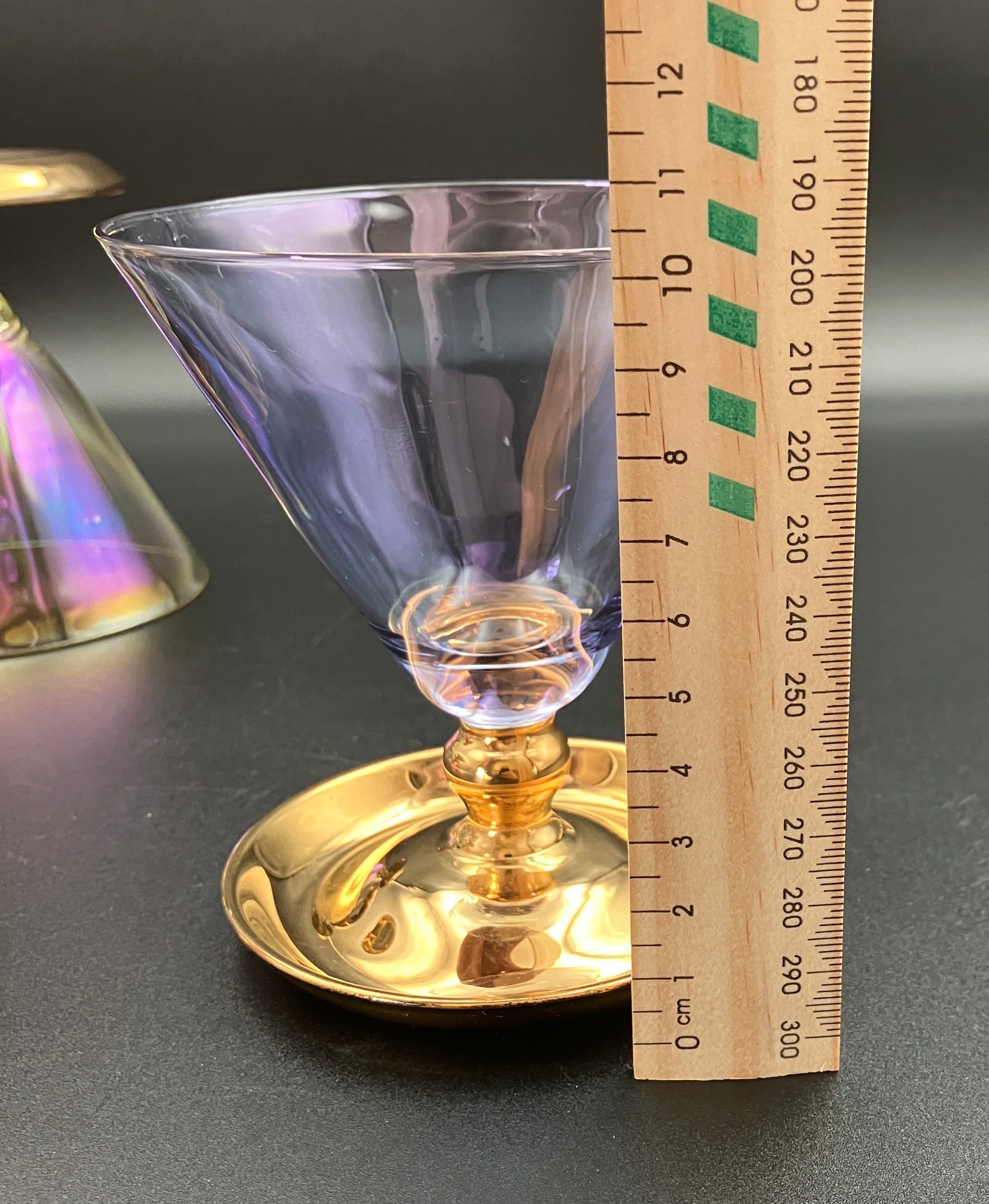 Vintage Harlequin Gold Stem Shrimp Cocktail / Champagne Coupes X5