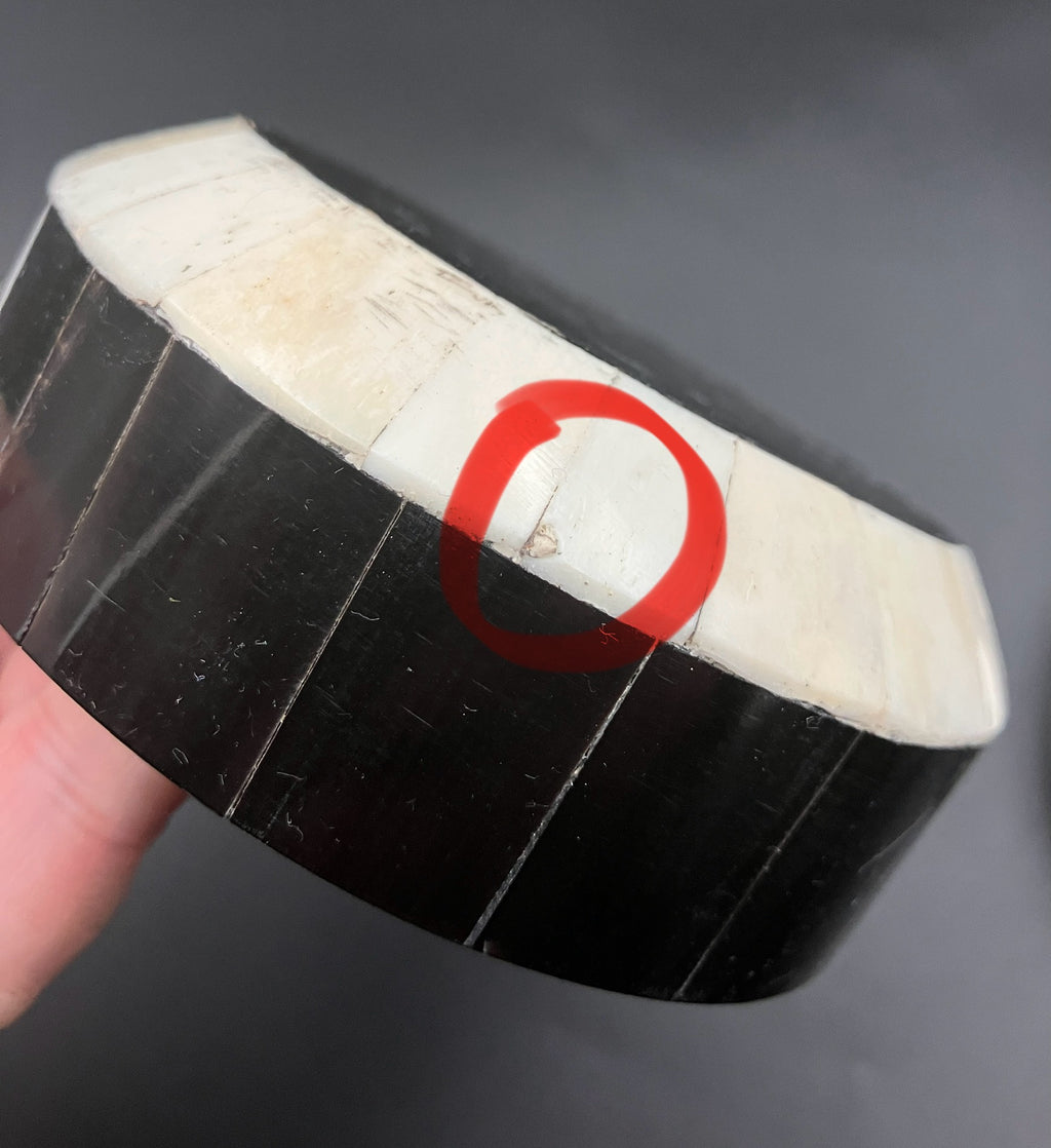 Black and White Bone Inlay Round Boxes Set Of 3 Contemporary Trinket Boxes