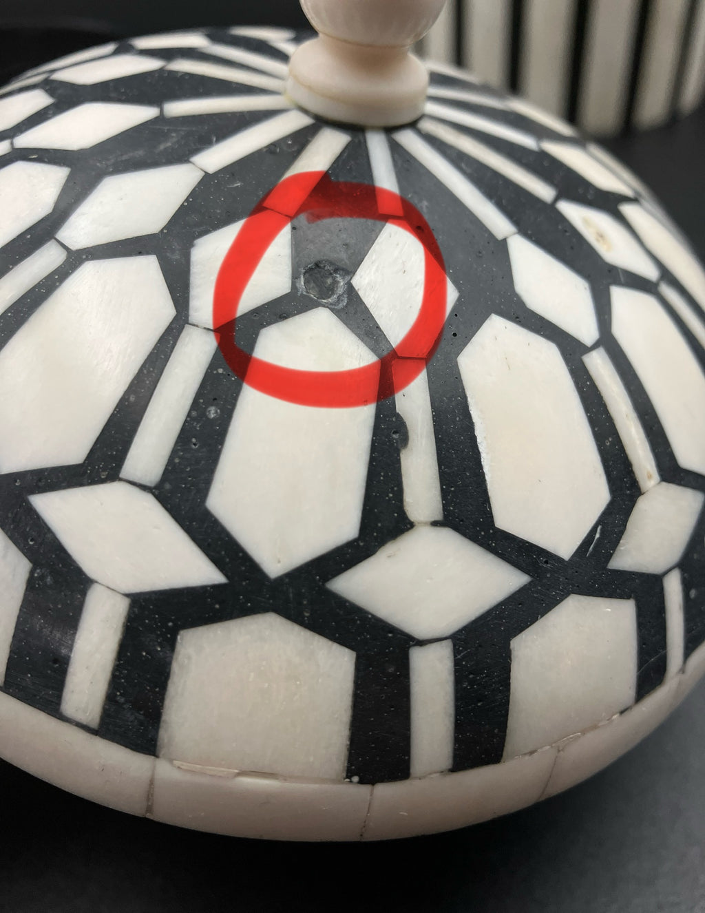 Black and White Bone Inlay Round Boxes Set Of 3 Contemporary Trinket Boxes