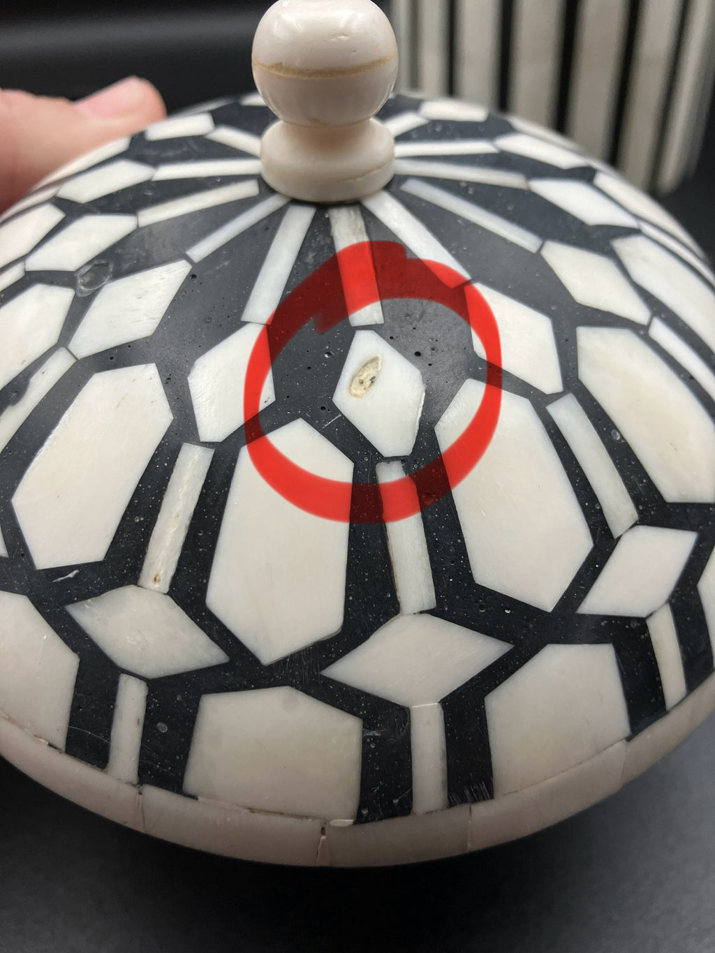 Black and White Bone Inlay Round Boxes Set Of 3 Contemporary Trinket Boxes