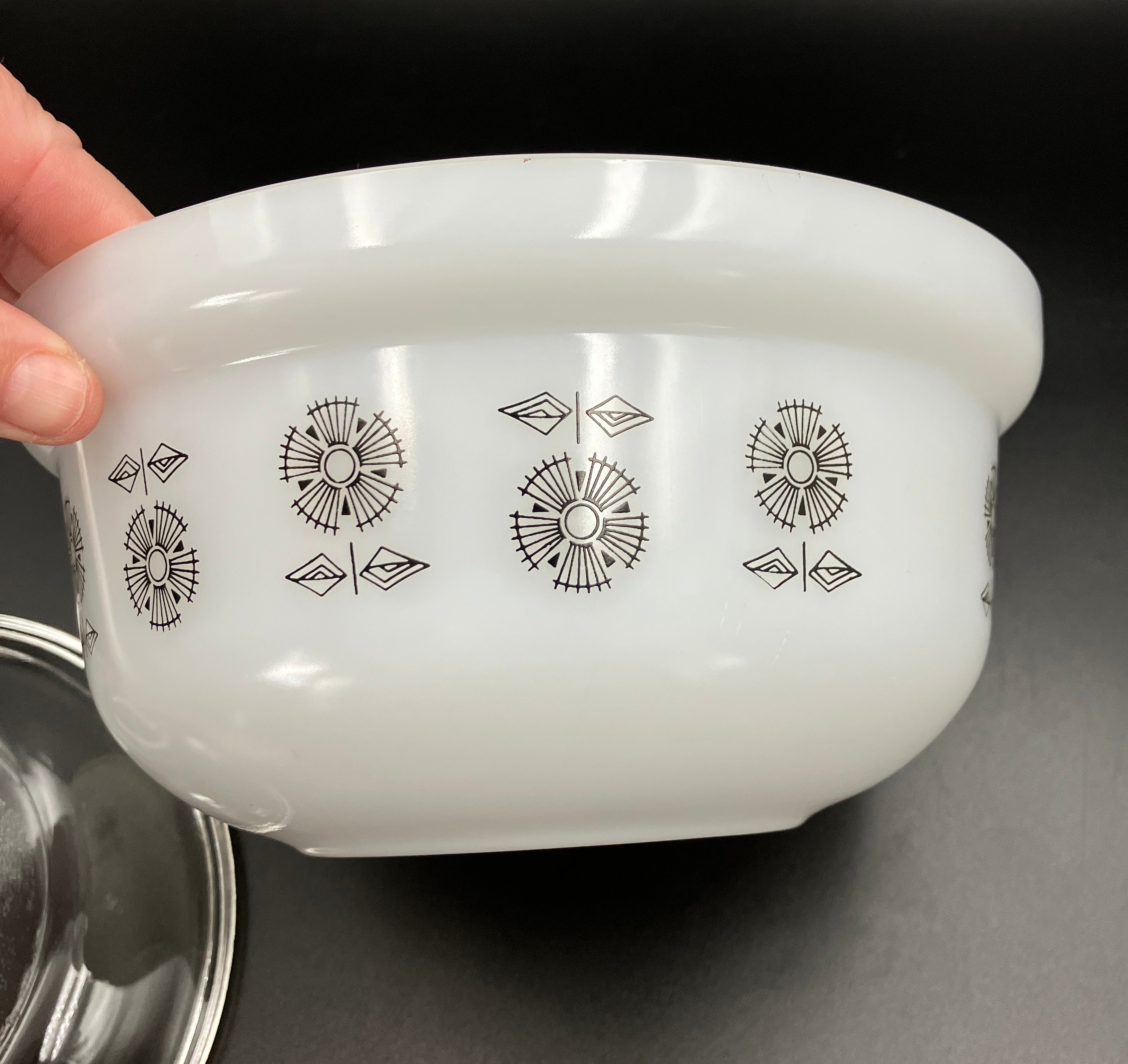 Vintage Pyrex Minstrel Half Tubby Deep Bowl With Lid Crown 1974