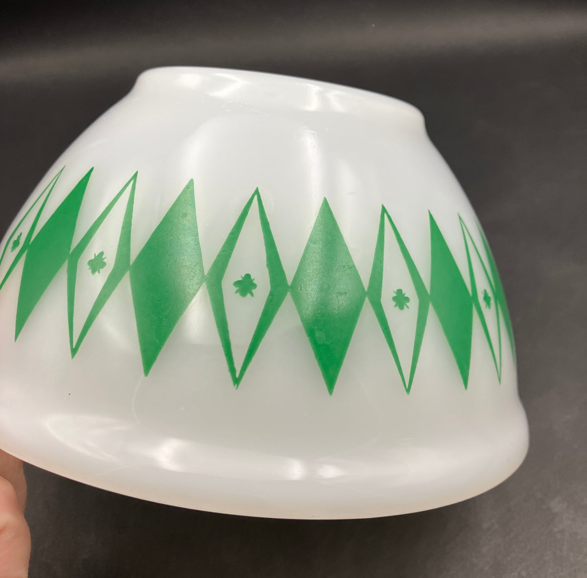 Vintage Pyrex Dotted Diamonds Green 7” Nesting Bowl Only