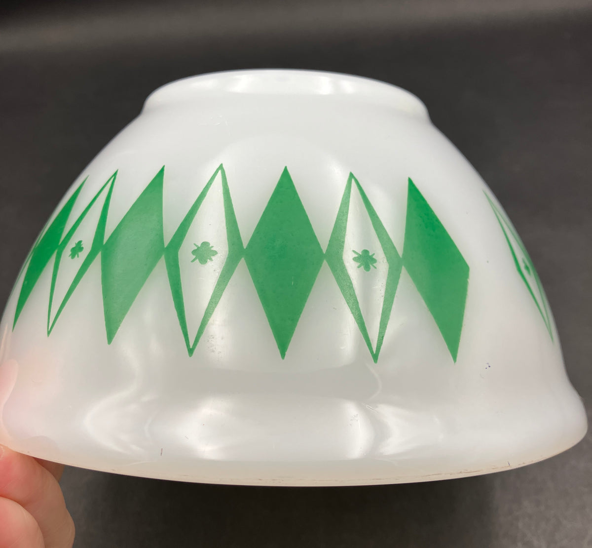 Vintage Pyrex Dotted Diamonds Green 7” Nesting Bowl Only