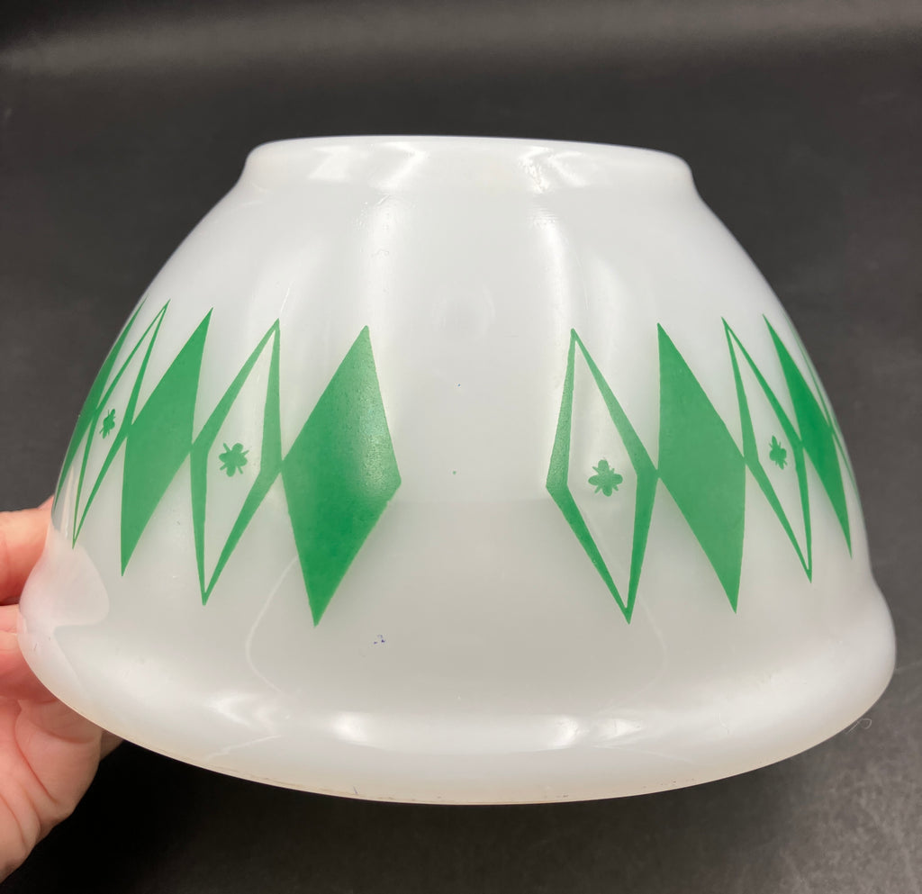 Vintage Pyrex Dotted Diamonds Green 7” Nesting Bowl Only
