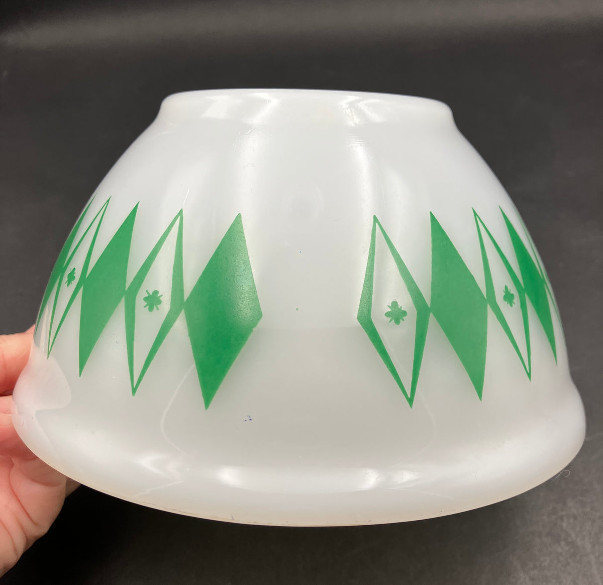 Vintage Pyrex Dotted Diamonds Green 7” Nesting Bowl Only
