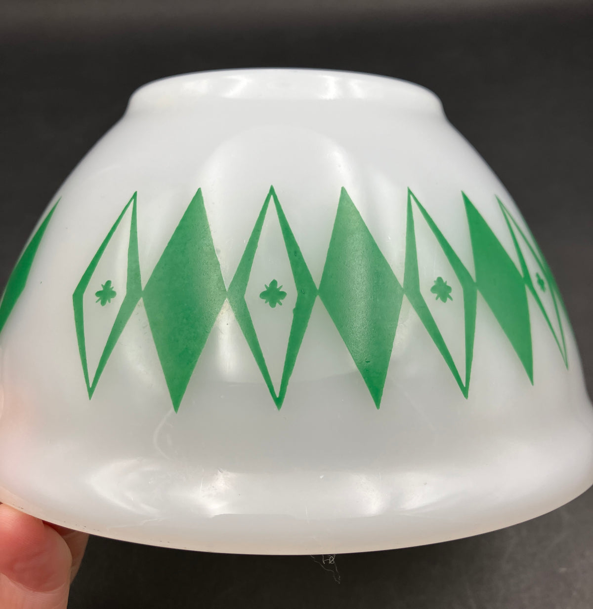 Vintage Pyrex Dotted Diamonds Green 7” Nesting Bowl Only