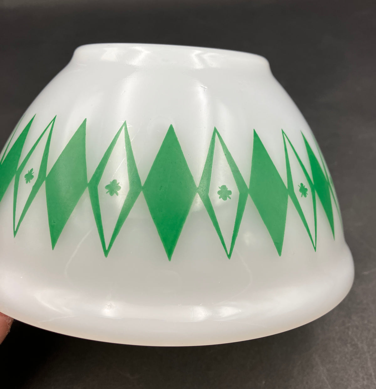 Vintage Pyrex Dotted Diamonds Green 7” Nesting Bowl Only