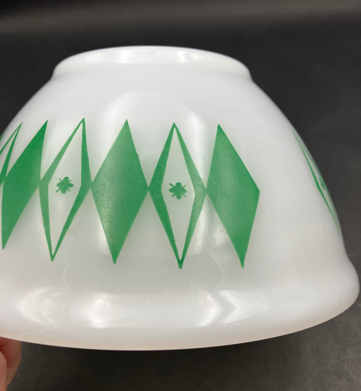 Vintage Pyrex Dotted Diamonds Green 7” Nesting Bowl Only