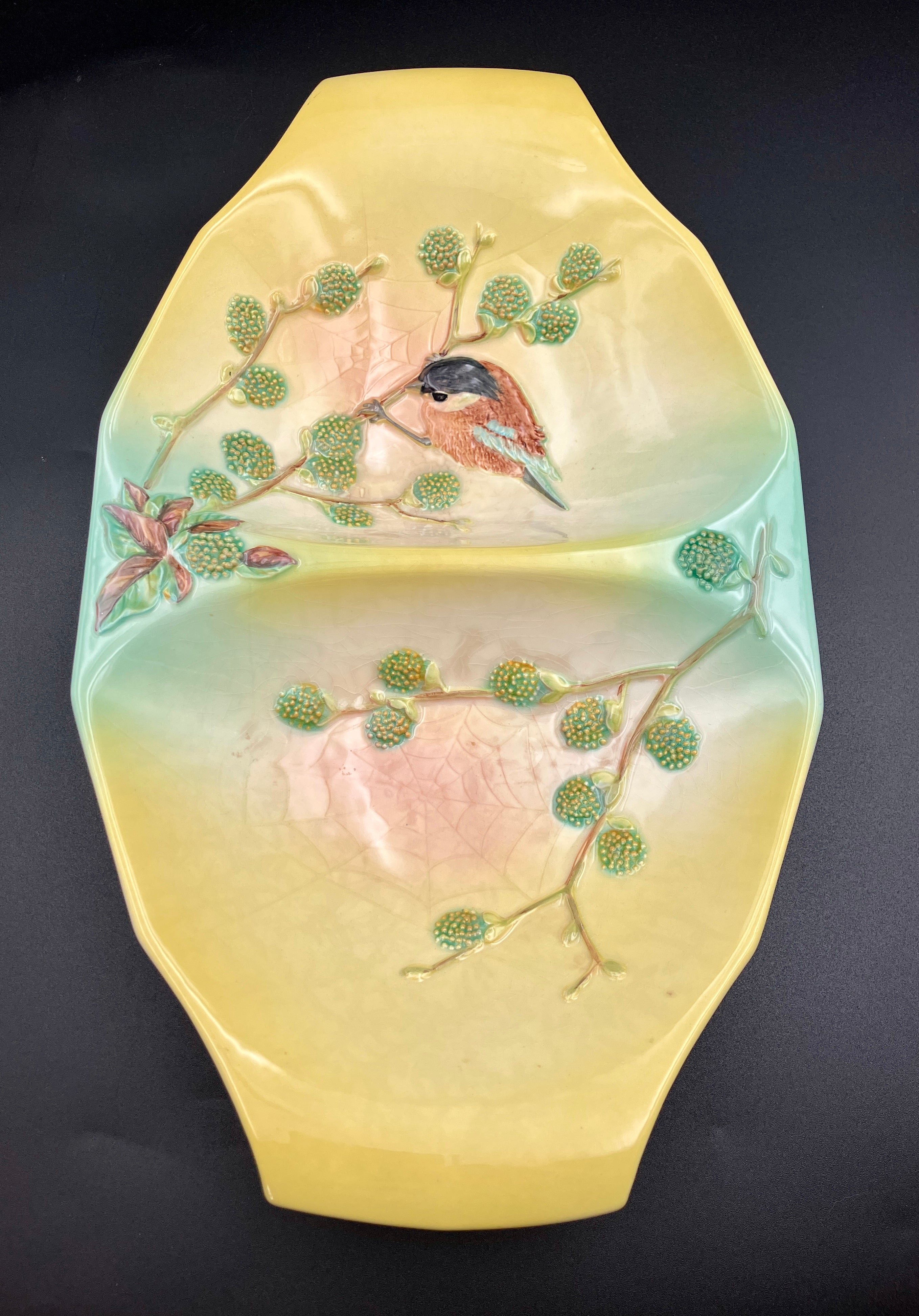 Beswick Bird & Cobweb Plate / Dishes #1830 & #1833 Titwillow Hand Panted England