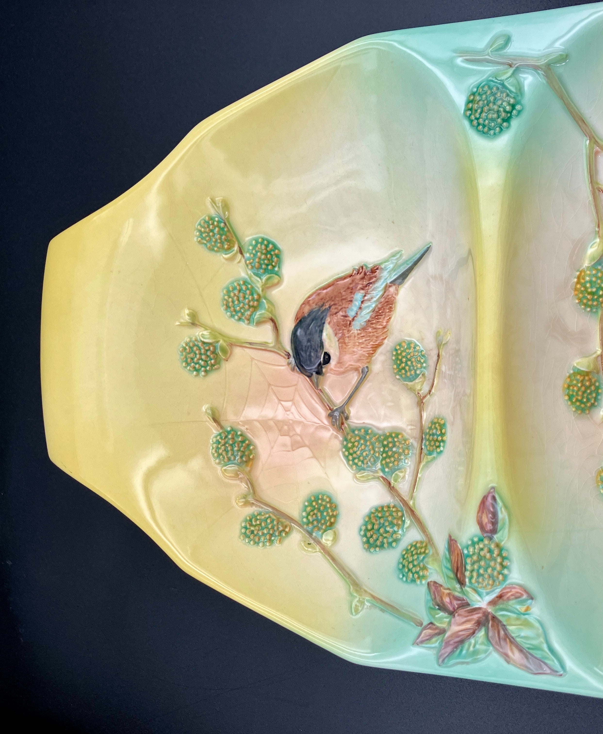 Beswick Bird & Cobweb Plate / Dishes #1830 & #1833 Titwillow Hand Panted England