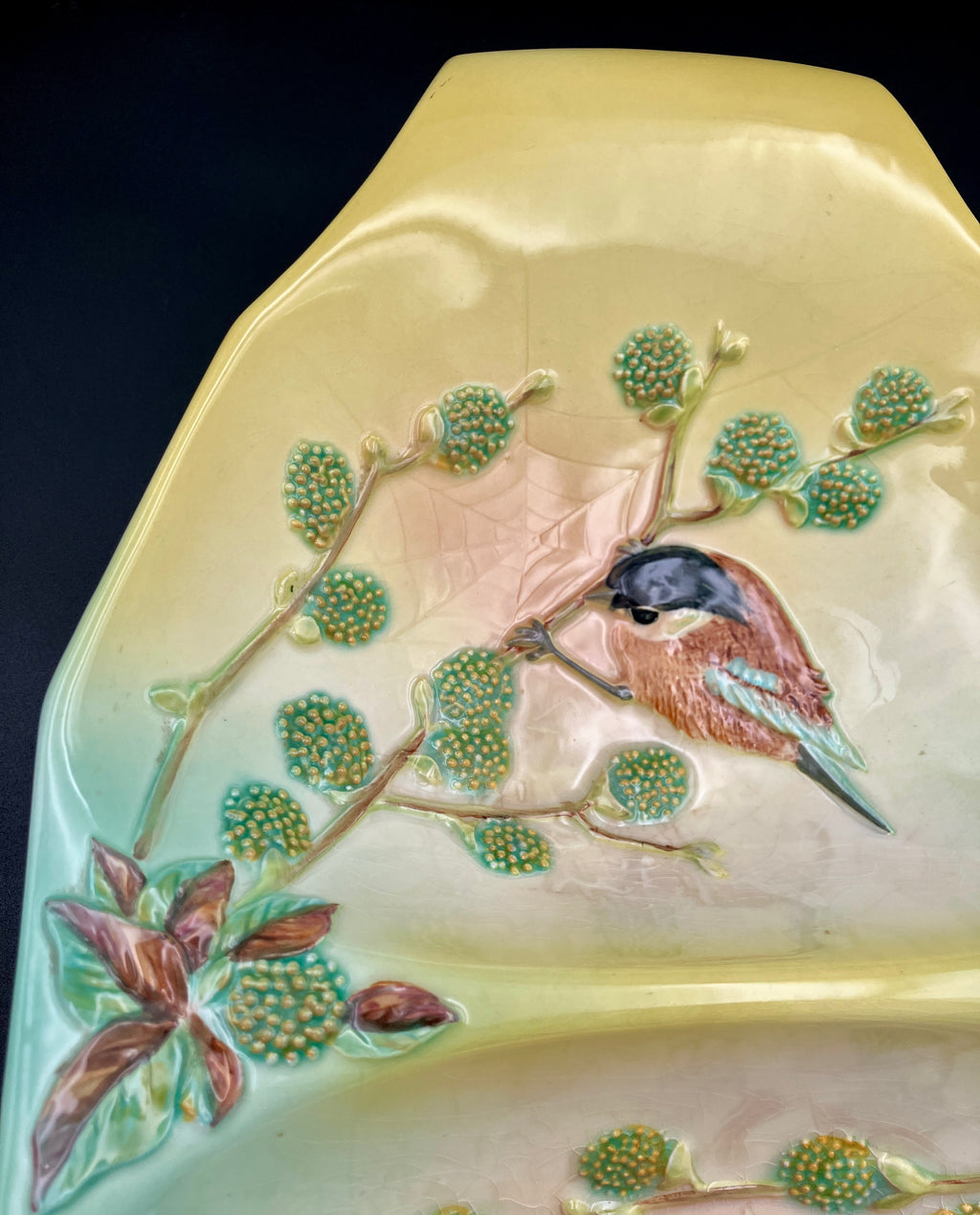 Beswick Bird & Cobweb Plate / Dishes #1830 & #1833 Titwillow Hand Panted England