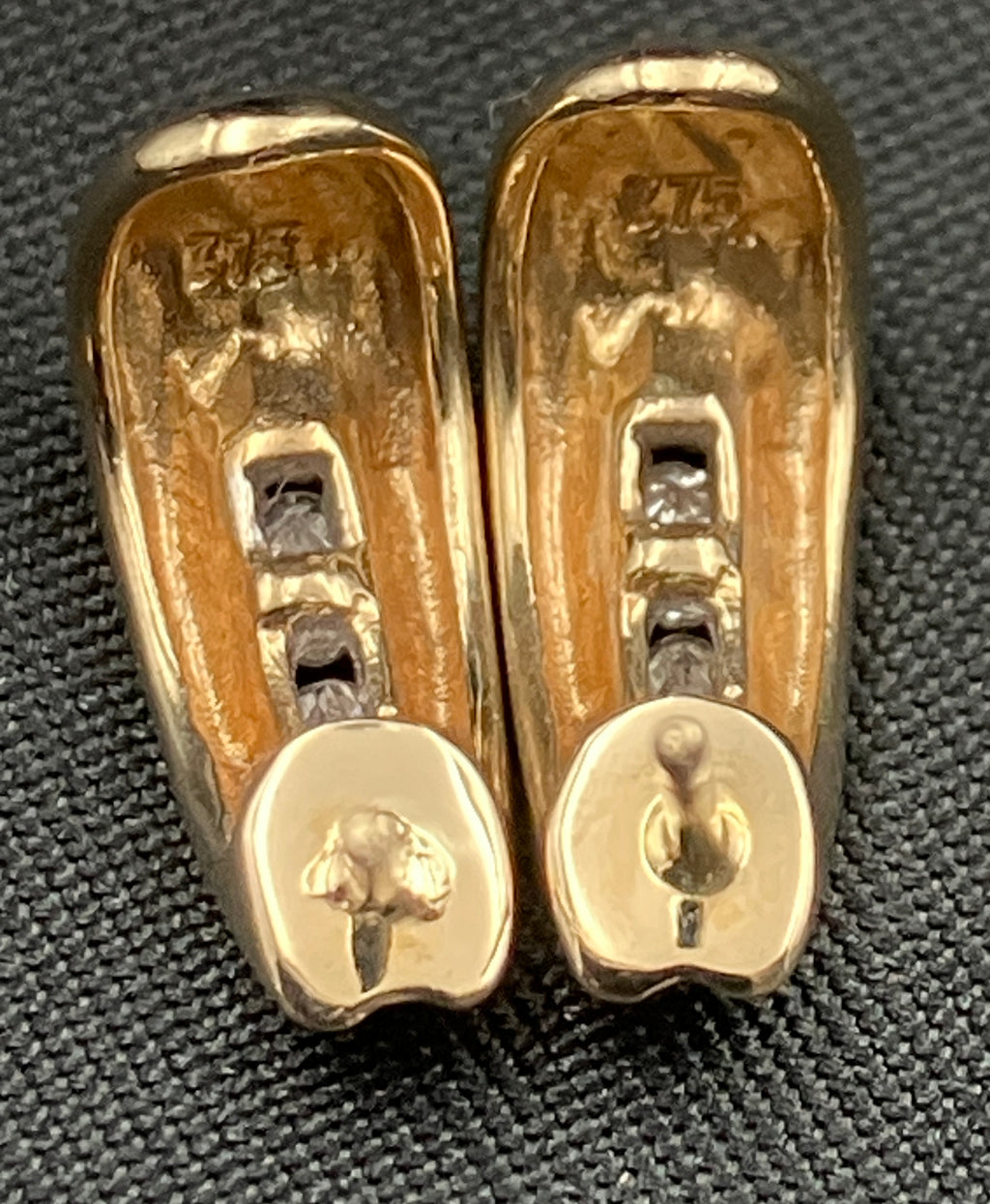 Vintage 9ct Gold Brilliant Cut Diamond Channel Set Half Hoop Earrings 375